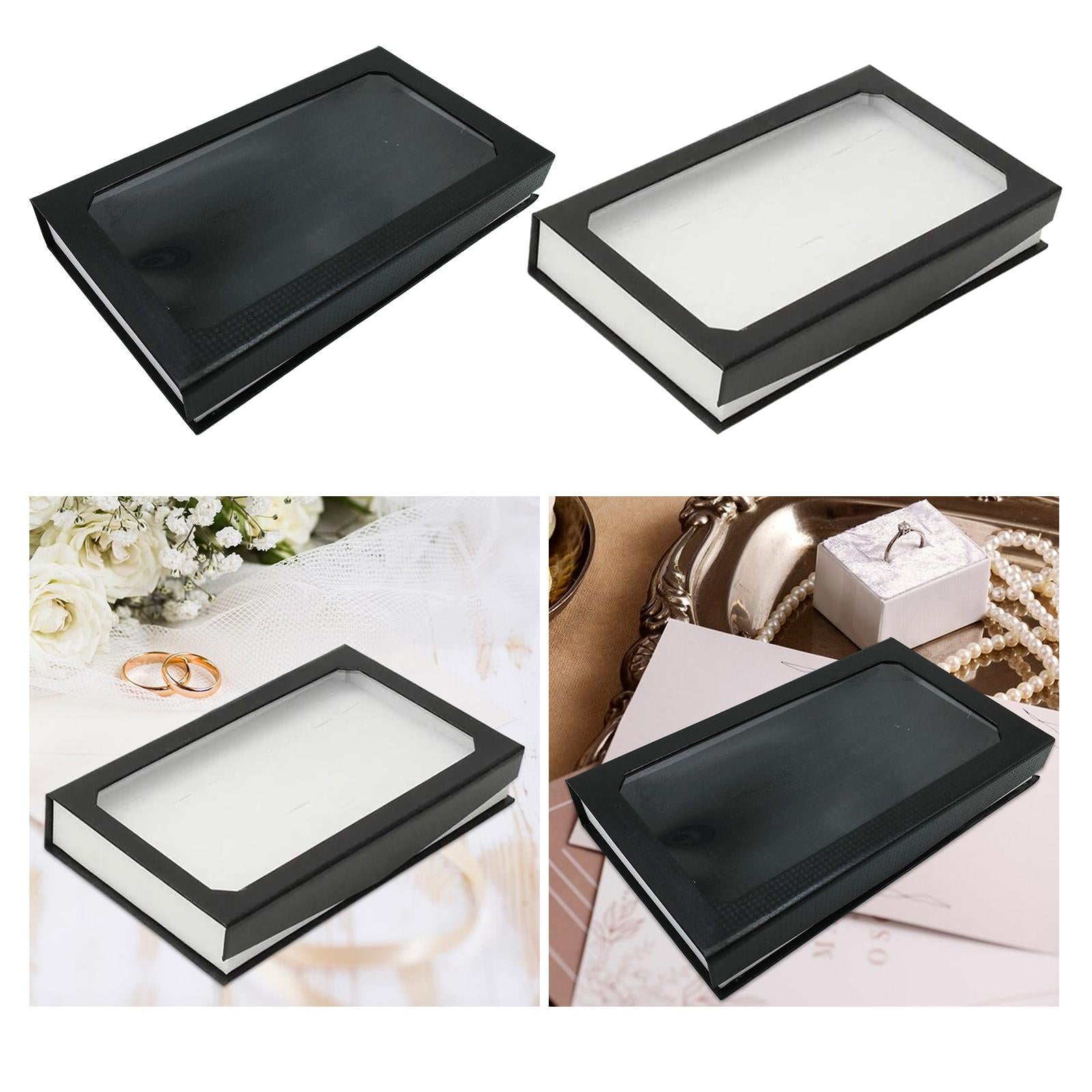 Rings Display Tray Jewelry Storage Organizer for Store Display Home Showrooms Black