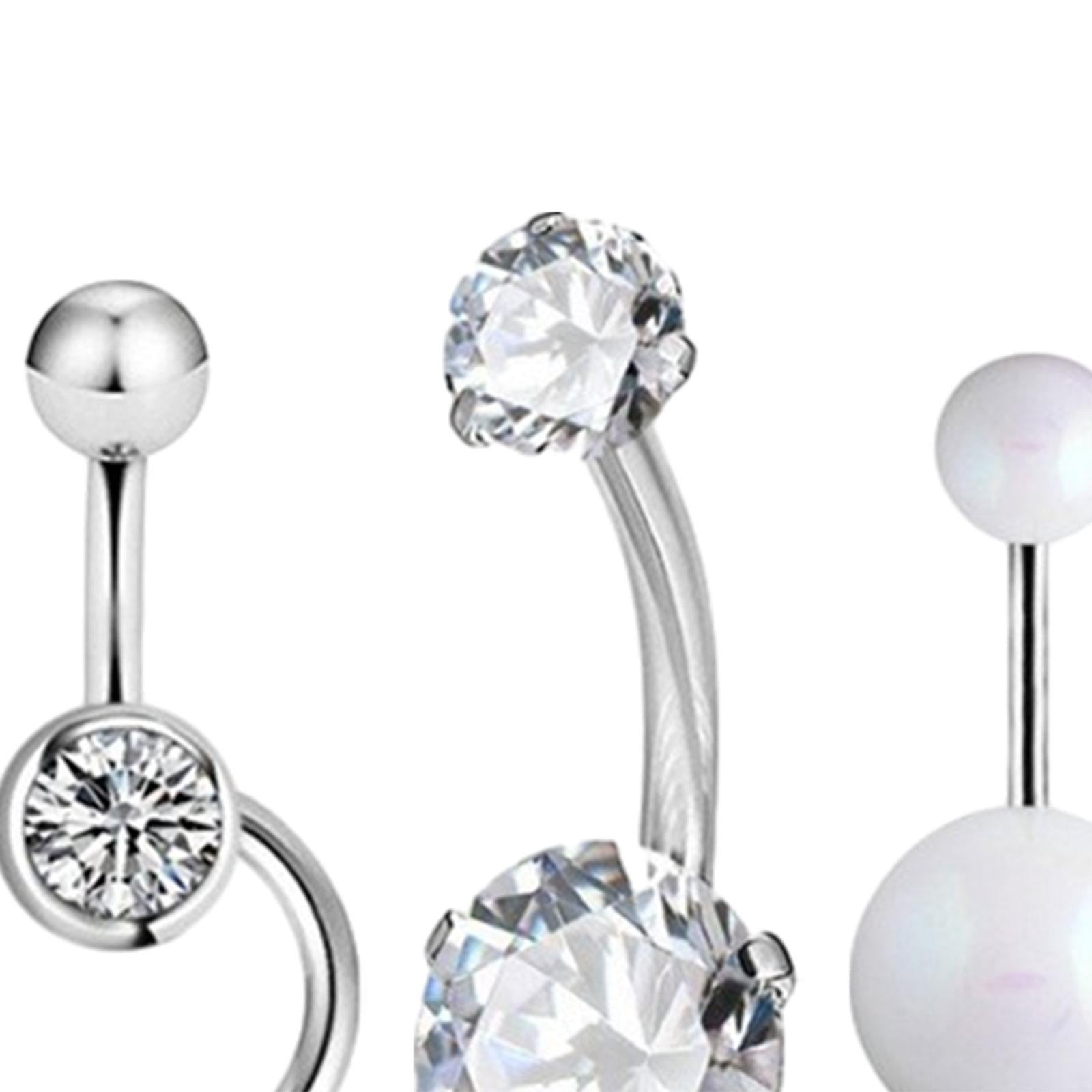 5x Belly Button Rings for Women 1.6mm Stainless Steel Belly Piercing Jewelry White