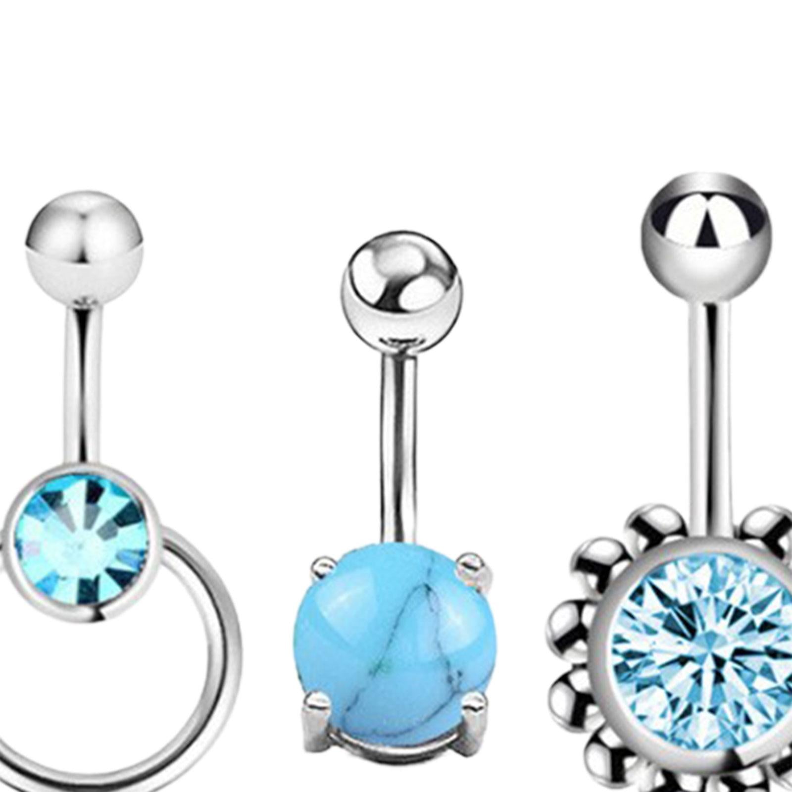 5x Belly Button Rings for Women 1.6mm Stainless Steel Belly Piercing Jewelry Blue