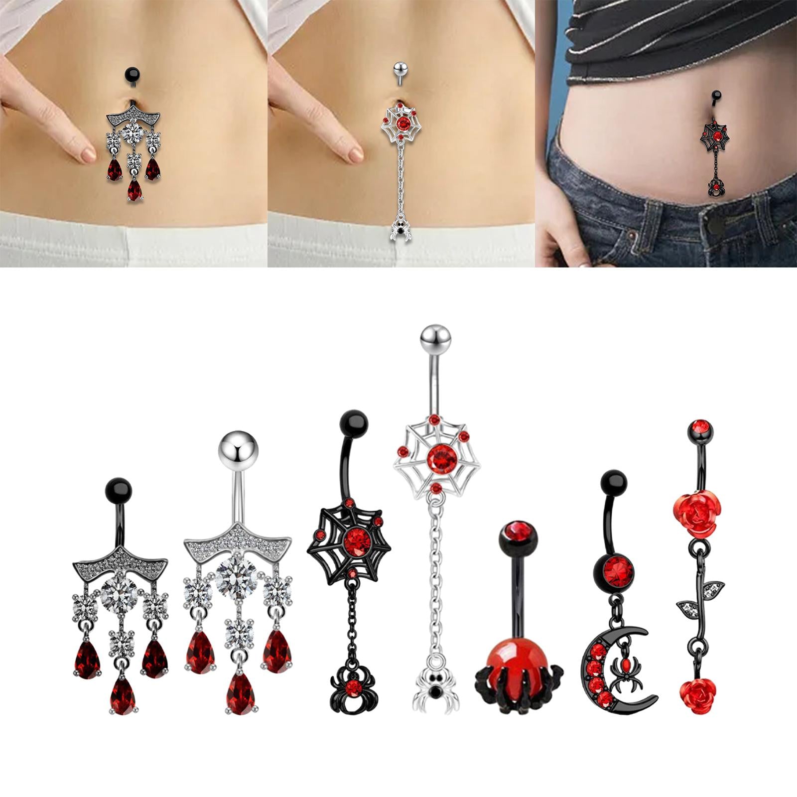 Belly Button Ring 14G Body Piercing for Birthday Anniversary Valentine's Day Black Water Drop