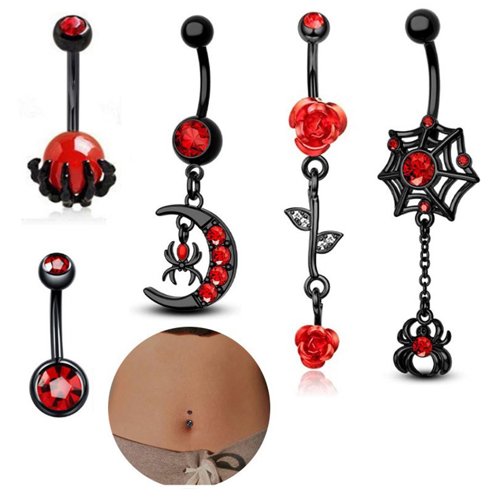 Belly Button Ring 14G Body Piercing for Birthday Anniversary Valentine's Day Black Water Drop