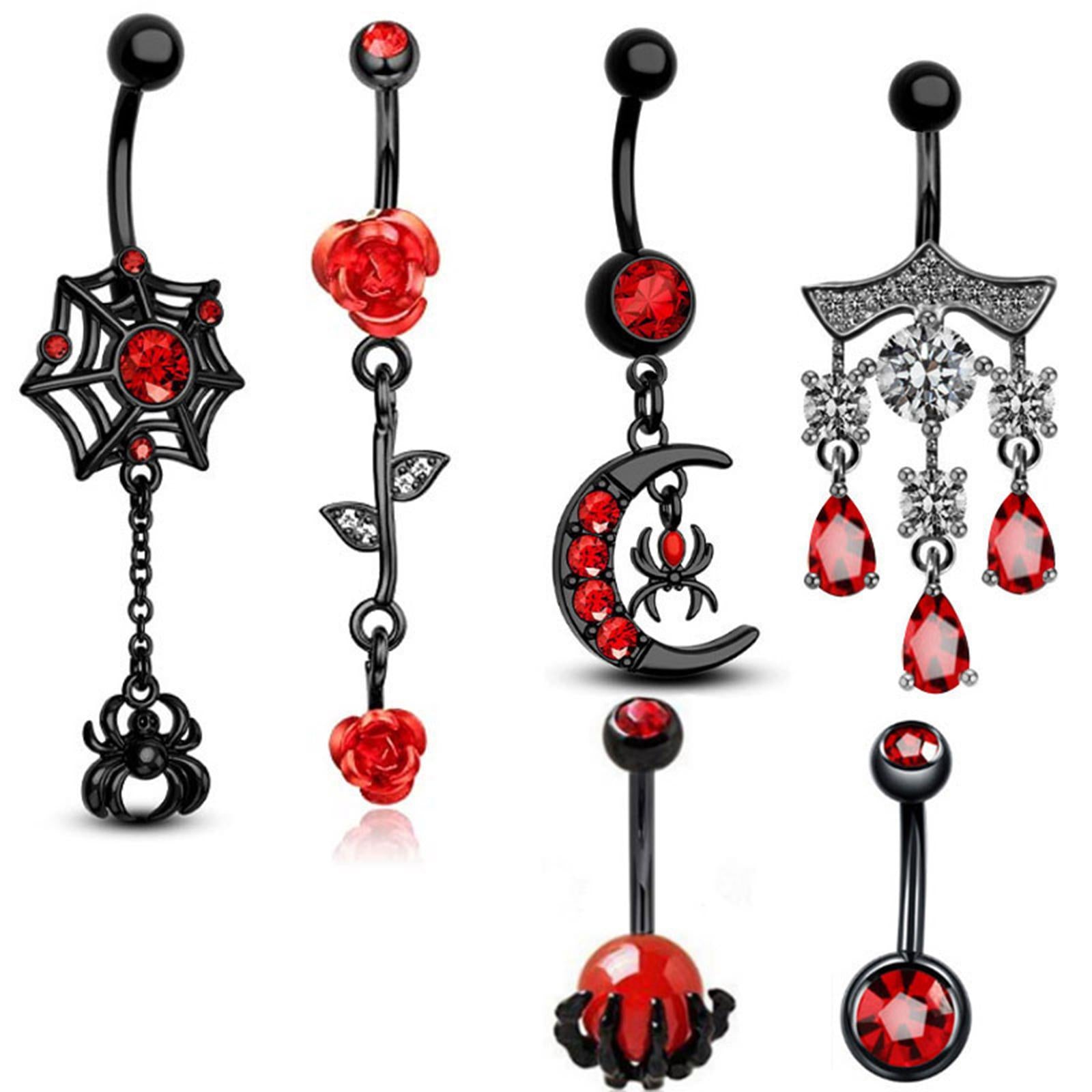 Belly Button Ring 14G Body Piercing for Birthday Anniversary Valentine's Day Black Water Drop