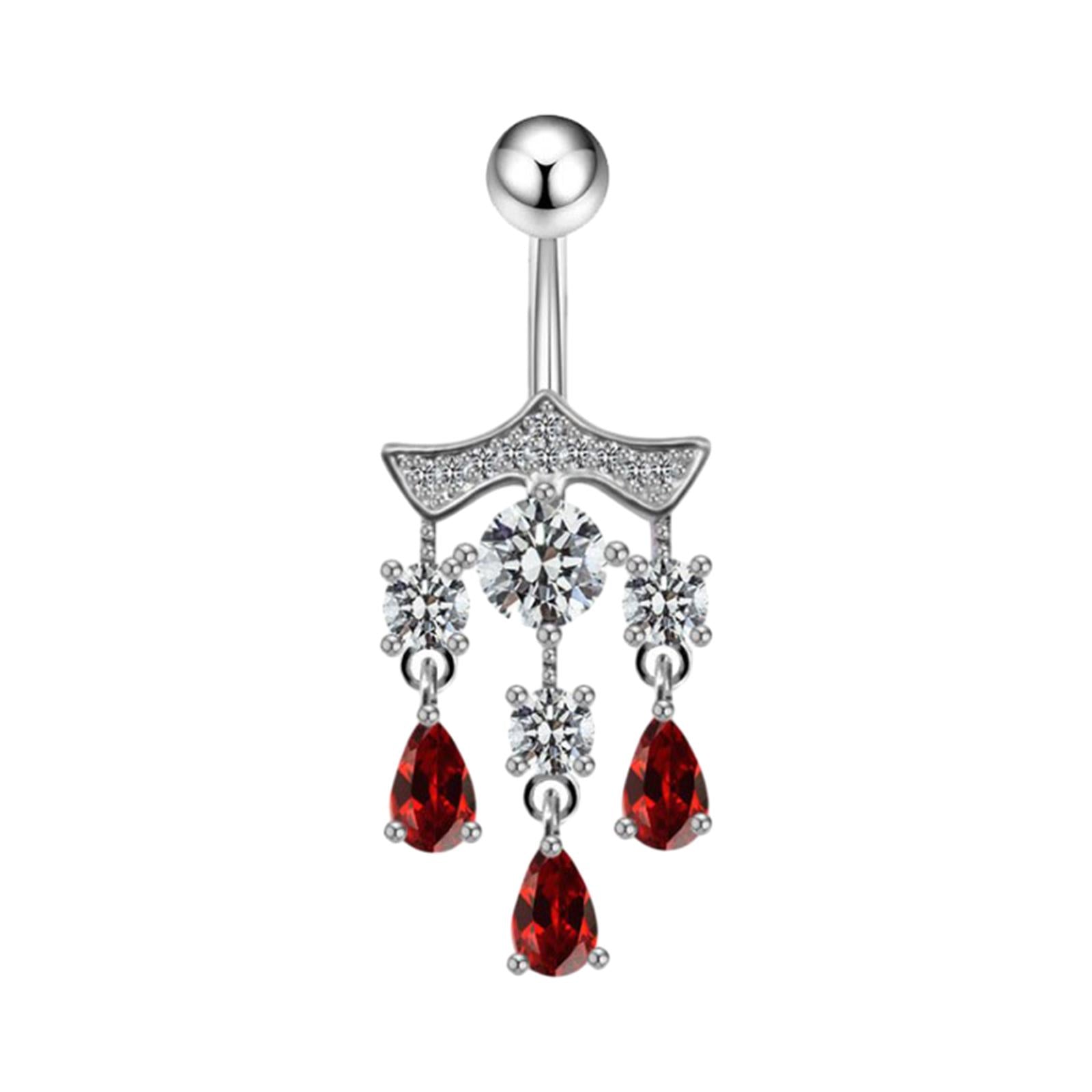 Belly Button Ring 14G Body Piercing for Birthday Anniversary Valentine's Day Silver Water Drop