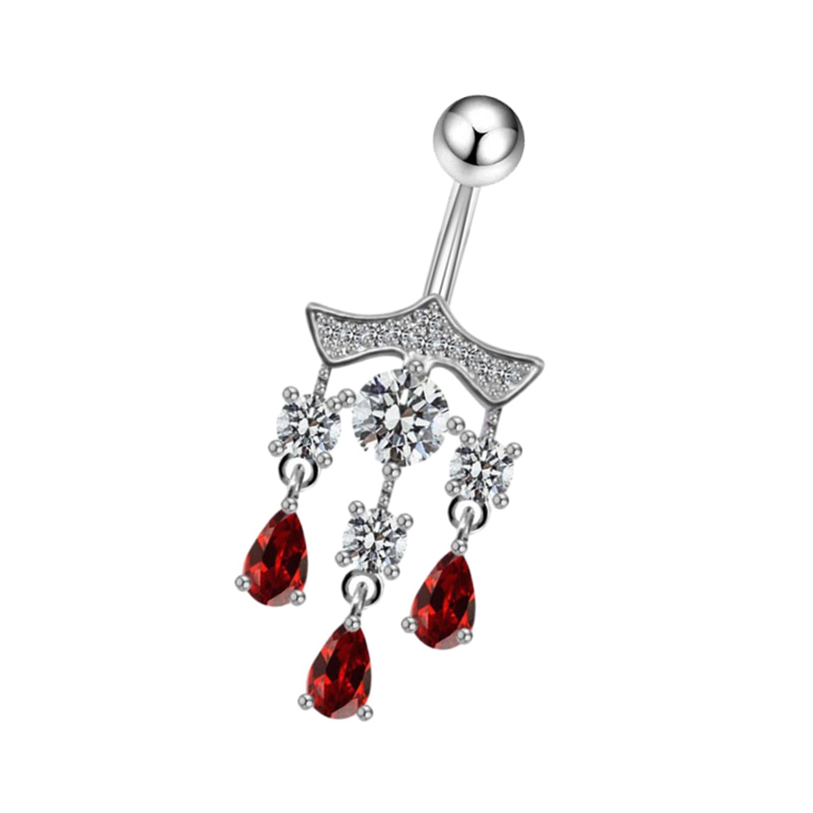 Belly Button Ring 14G Body Piercing for Birthday Anniversary Valentine's Day Silver Water Drop