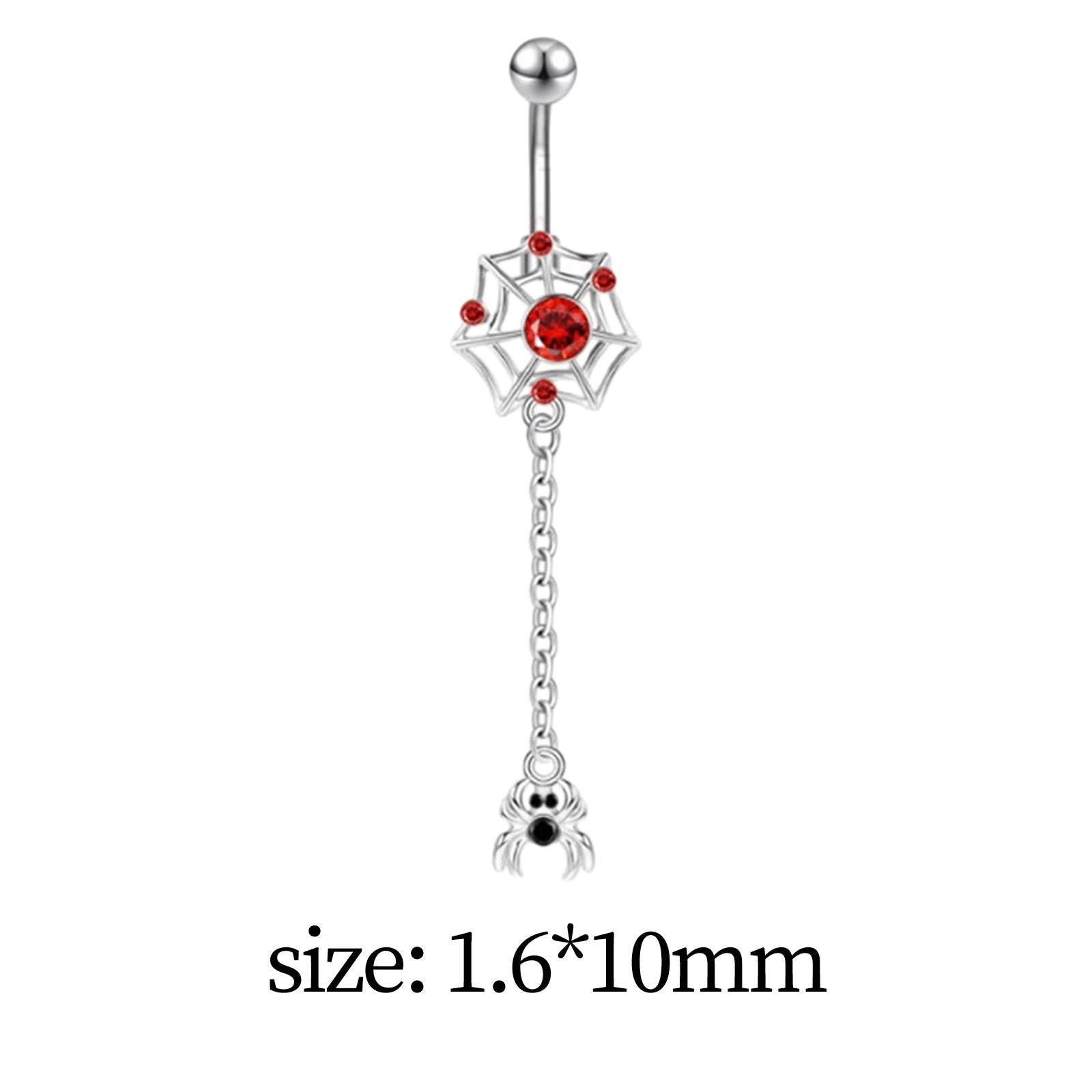 Belly Button Ring 14G Body Piercing for Birthday Anniversary Valentine's Day Silver Spider
