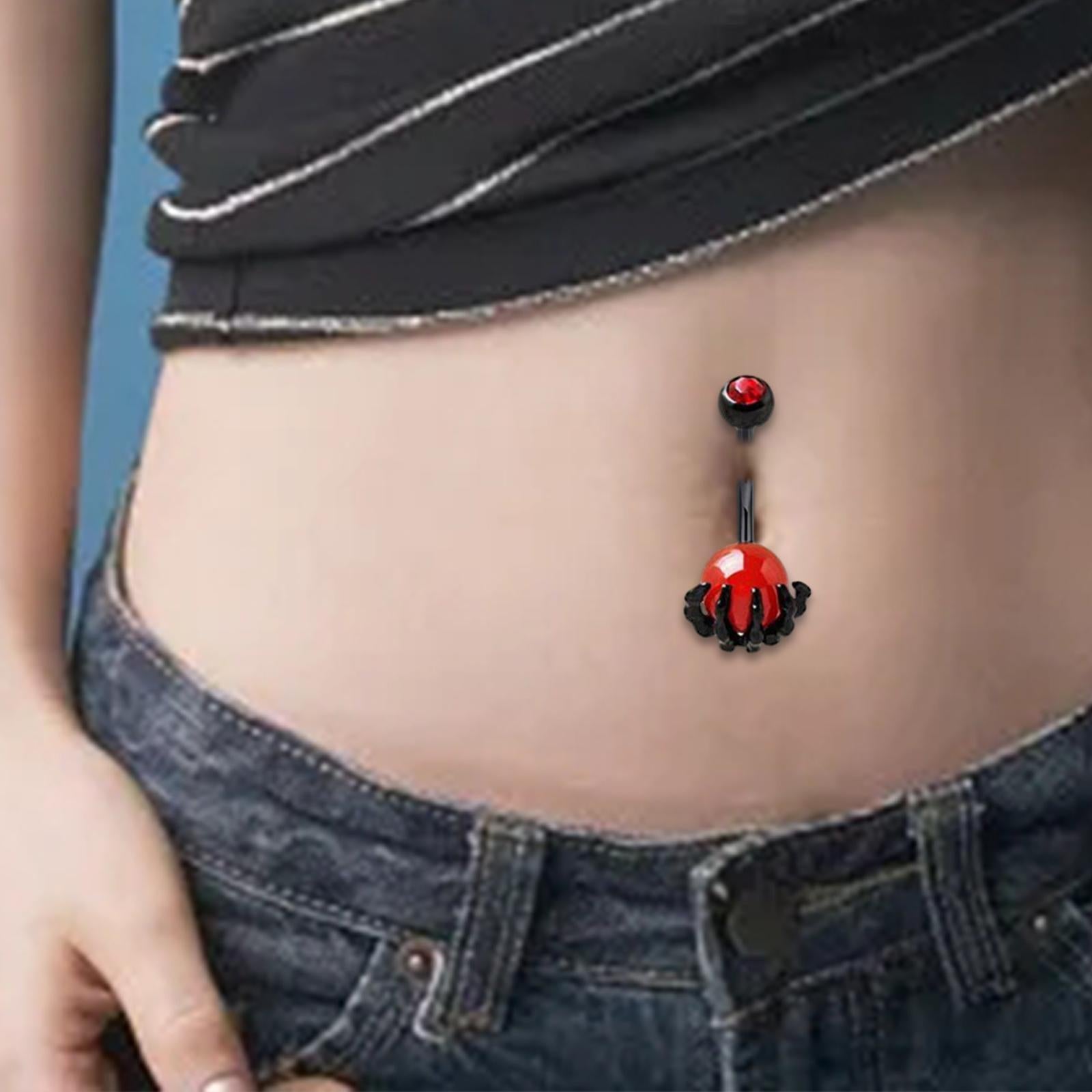 Belly Button Ring 14G Body Piercing for Birthday Anniversary Valentine's Day Skeleton Hand
