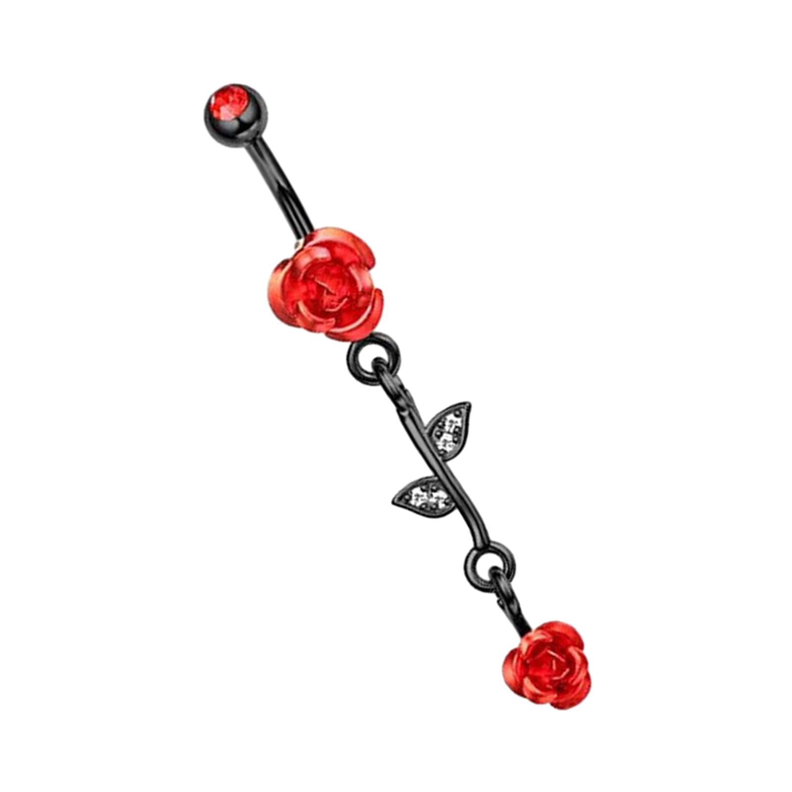 Belly Button Ring 14G Body Piercing for Birthday Anniversary Valentine's Day Flower