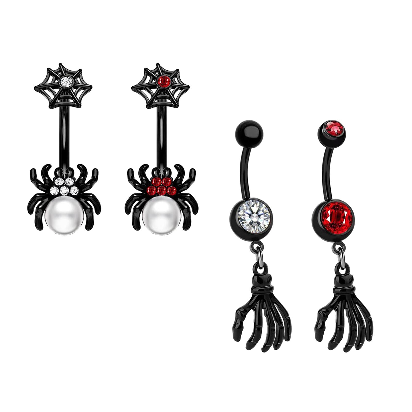 Belly Button Ring Dangle Navel Ring for Birthday Valentine's Day Anniversary Black Spider