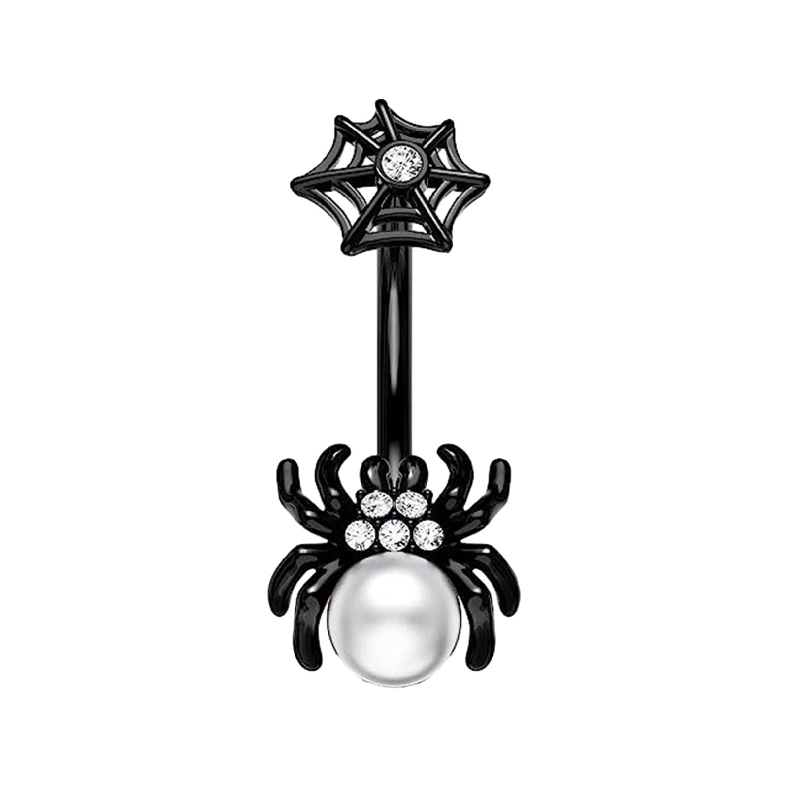 Belly Button Ring Dangle Navel Ring for Birthday Valentine's Day Anniversary Black Spider