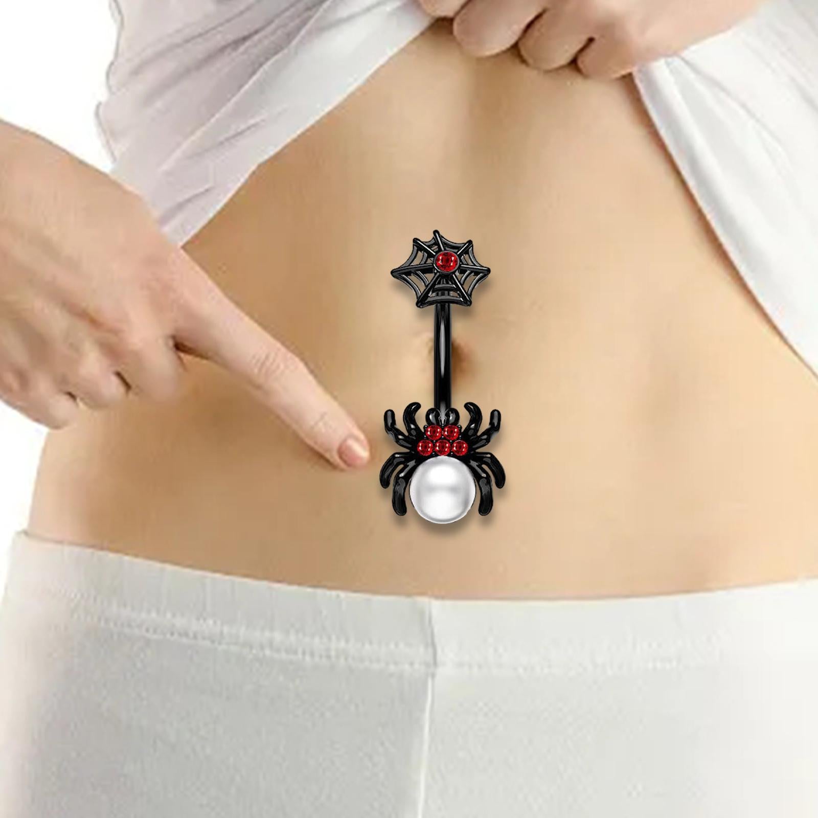 Belly Button Ring Dangle Navel Ring for Birthday Valentine's Day Anniversary Red Spider