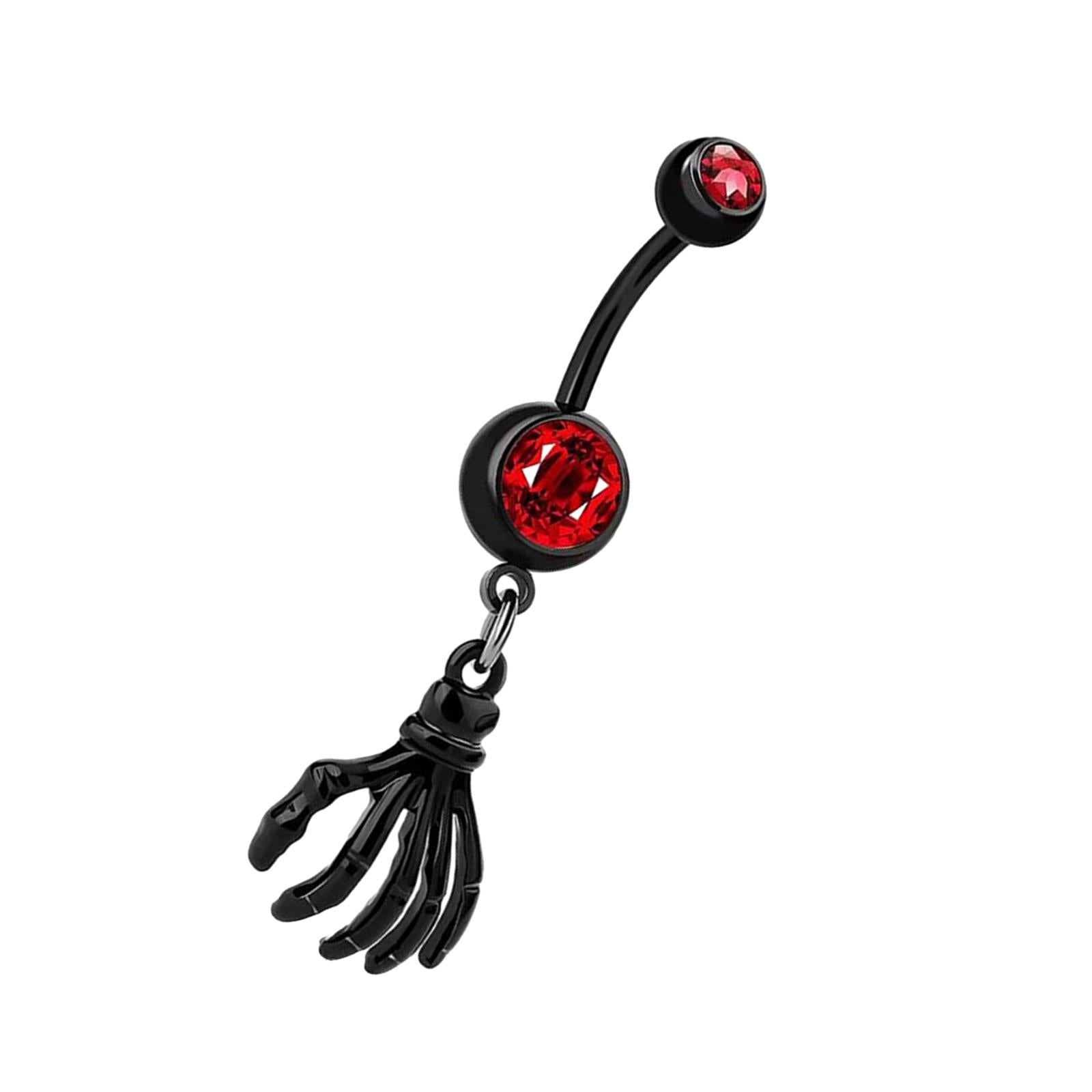 Belly Button Ring Dangle Navel Ring for Birthday Valentine's Day Anniversary Red Hand