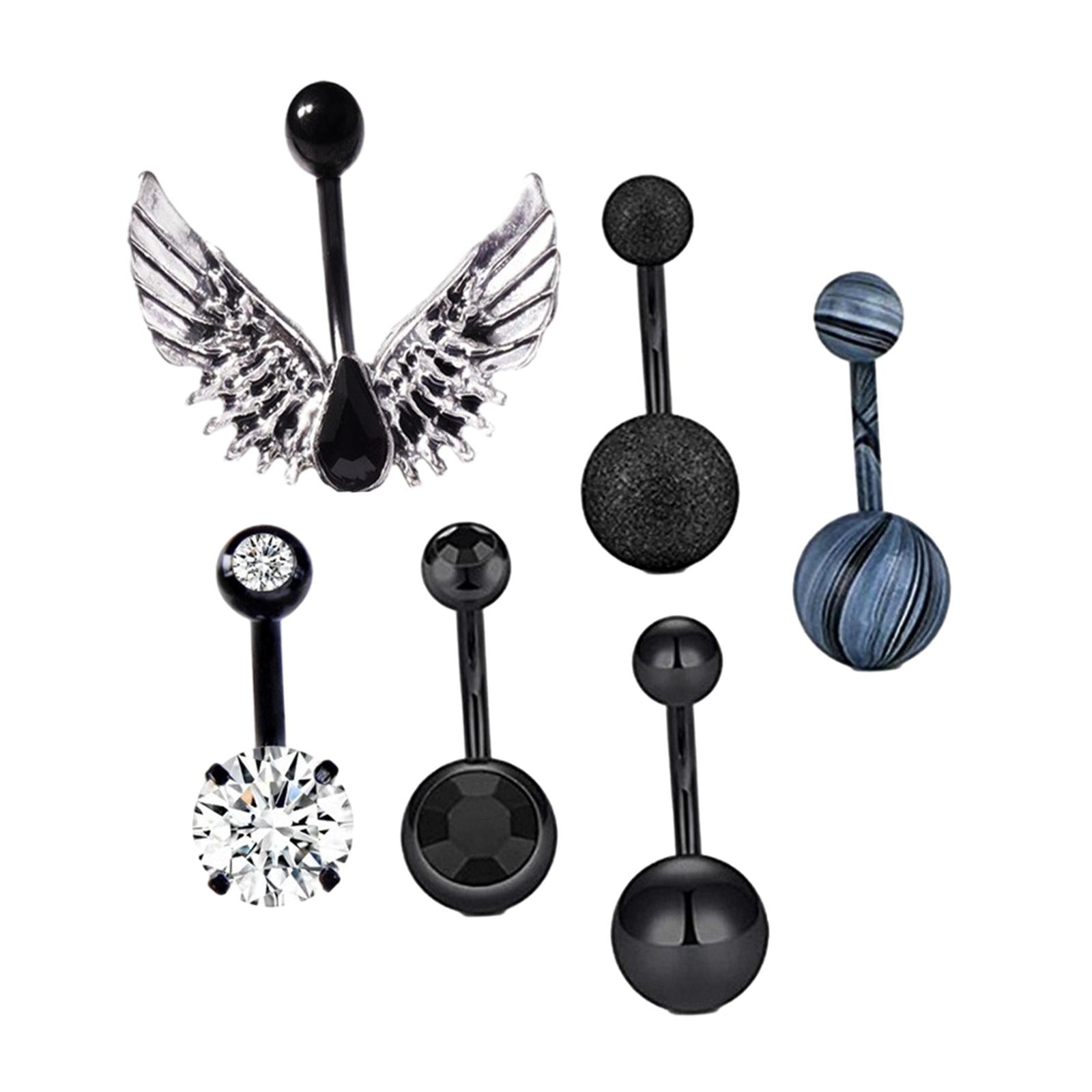 6 Pieces Belly Button Rings for Women Round Ball Trendy Curved Navel Barbell