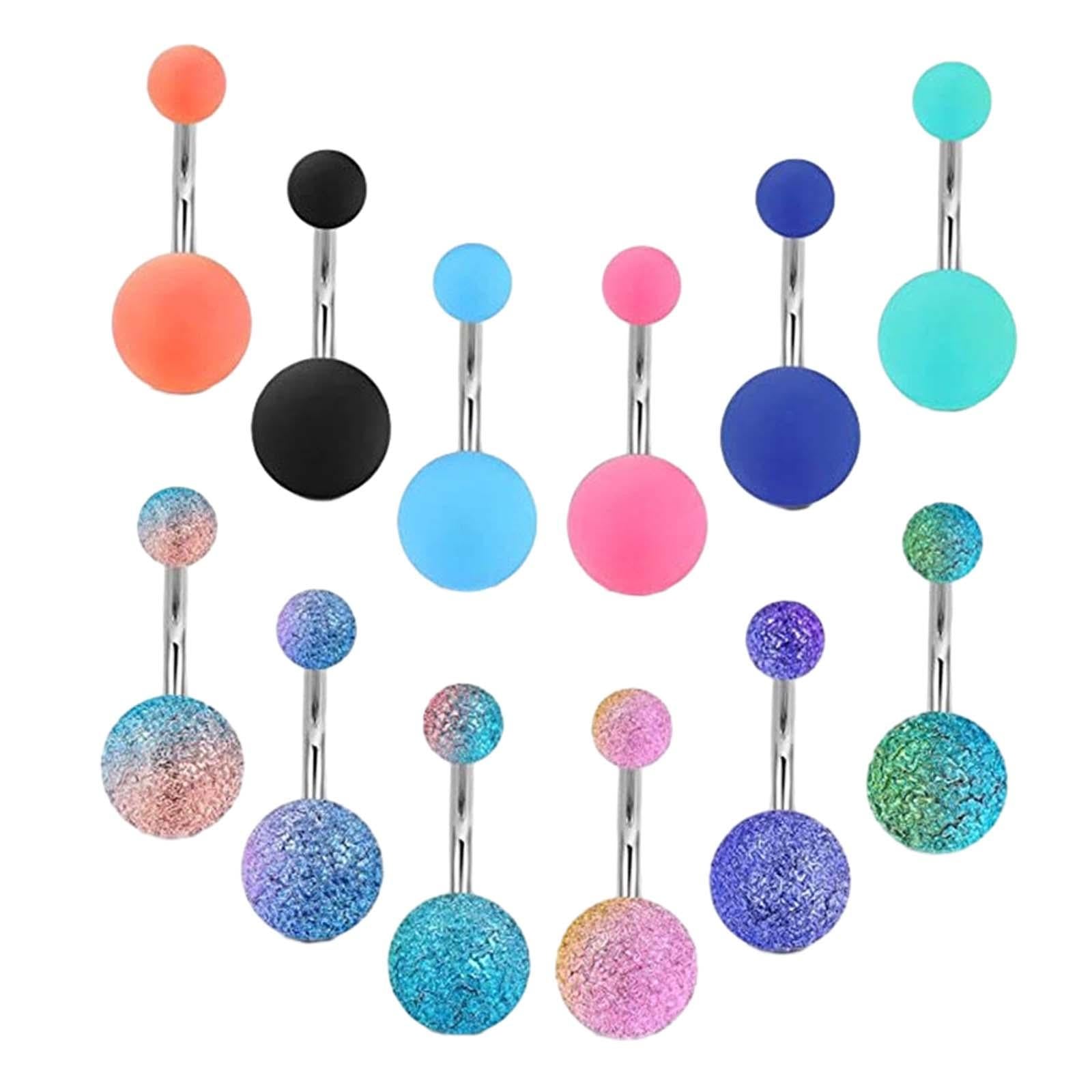 12x Belly Button Rings Gifts Belly Piercing Hoop Trendy Dangling Belly Rings