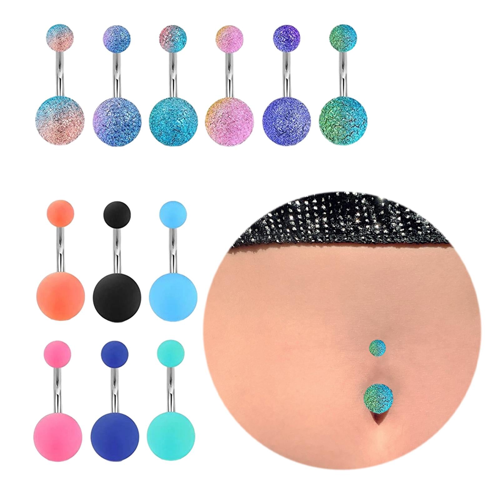 12x Belly Button Rings Gifts Belly Piercing Hoop Trendy Dangling Belly Rings