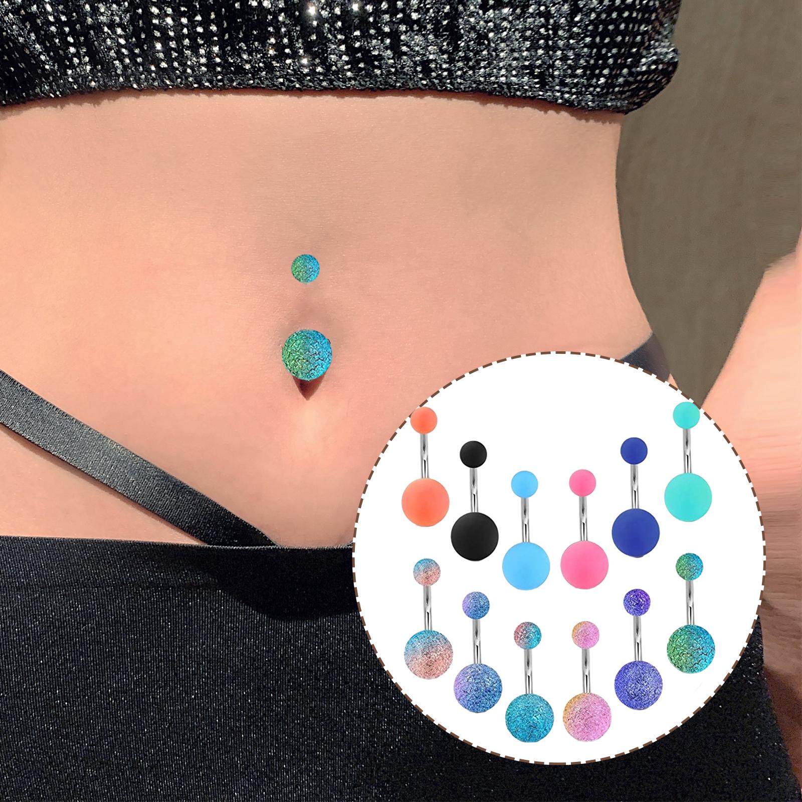 12x Belly Button Rings Gifts Belly Piercing Hoop Trendy Dangling Belly Rings