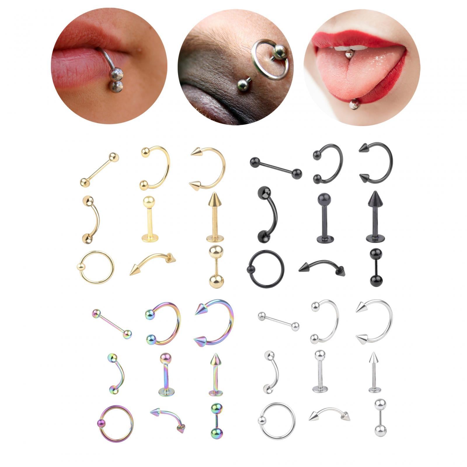 9 Pieces Belly Button Rings Stainless Steel Gifts Navel Barbell Body Jewelry Gold