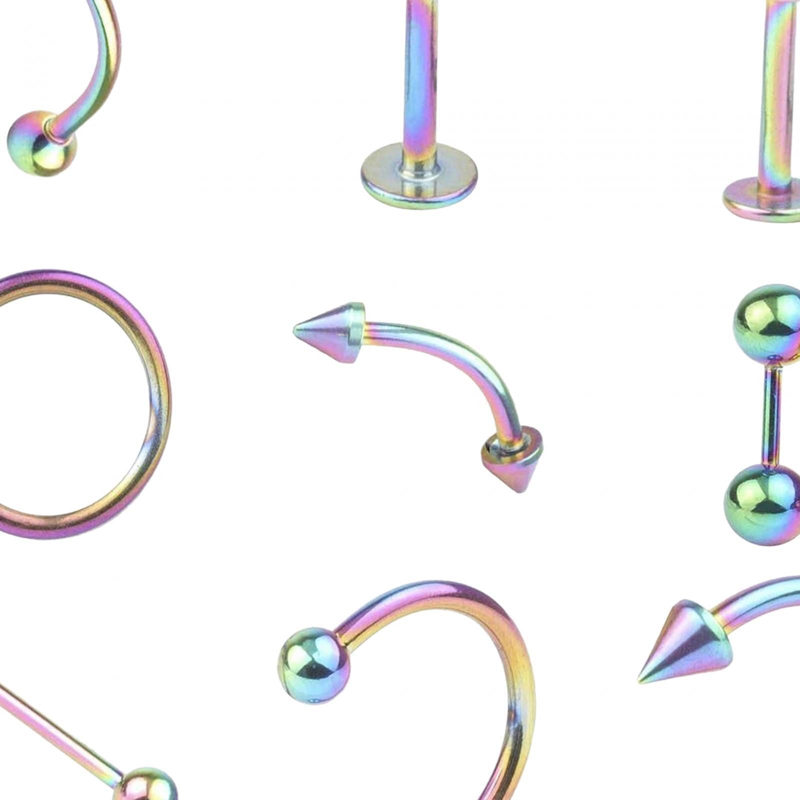 9 Pieces Belly Button Rings Stainless Steel Gifts Navel Barbell Body Jewelry Colorful