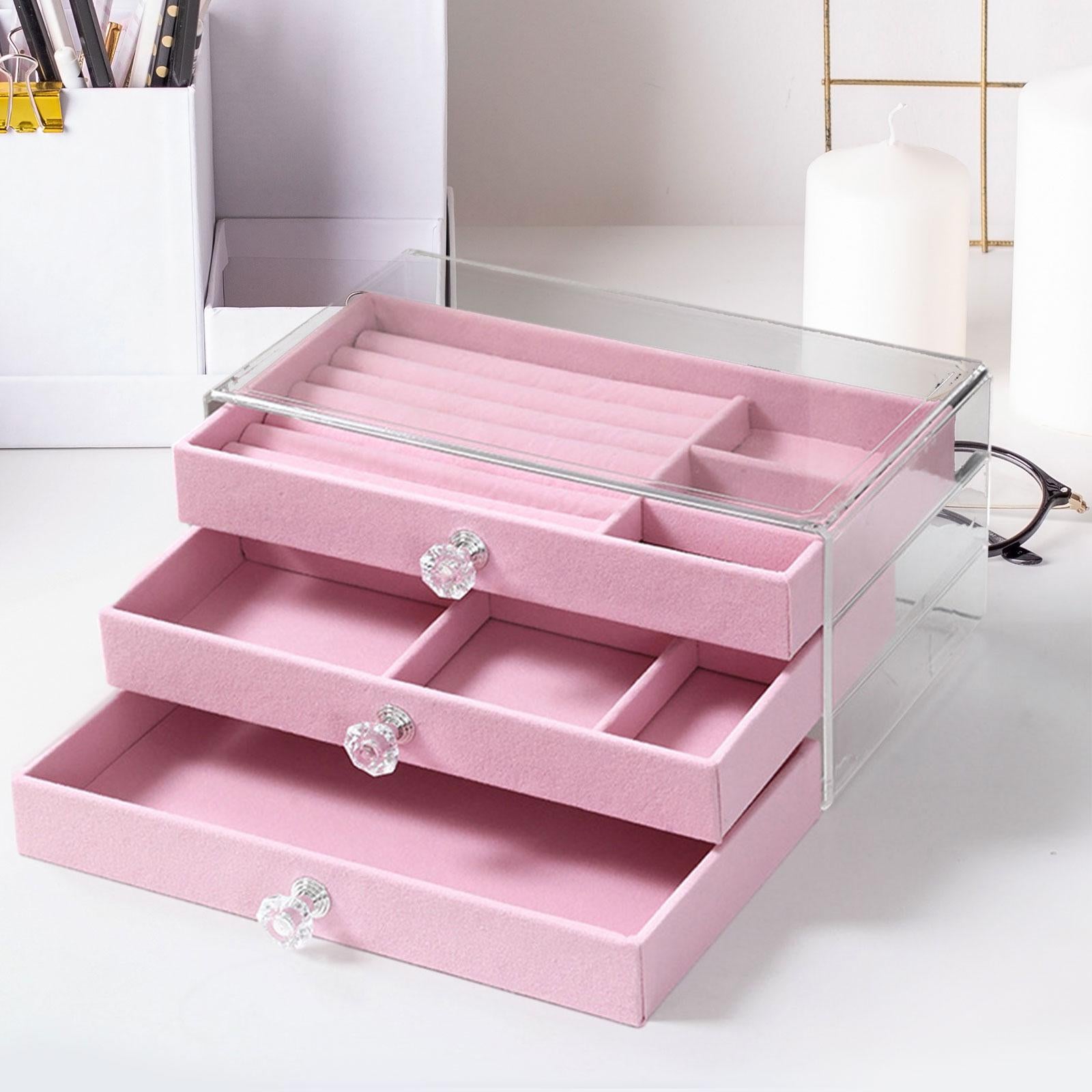 Portable Jewelry Box Rings Earrings Mirrored Jewelry Storage Boxs Home Travel