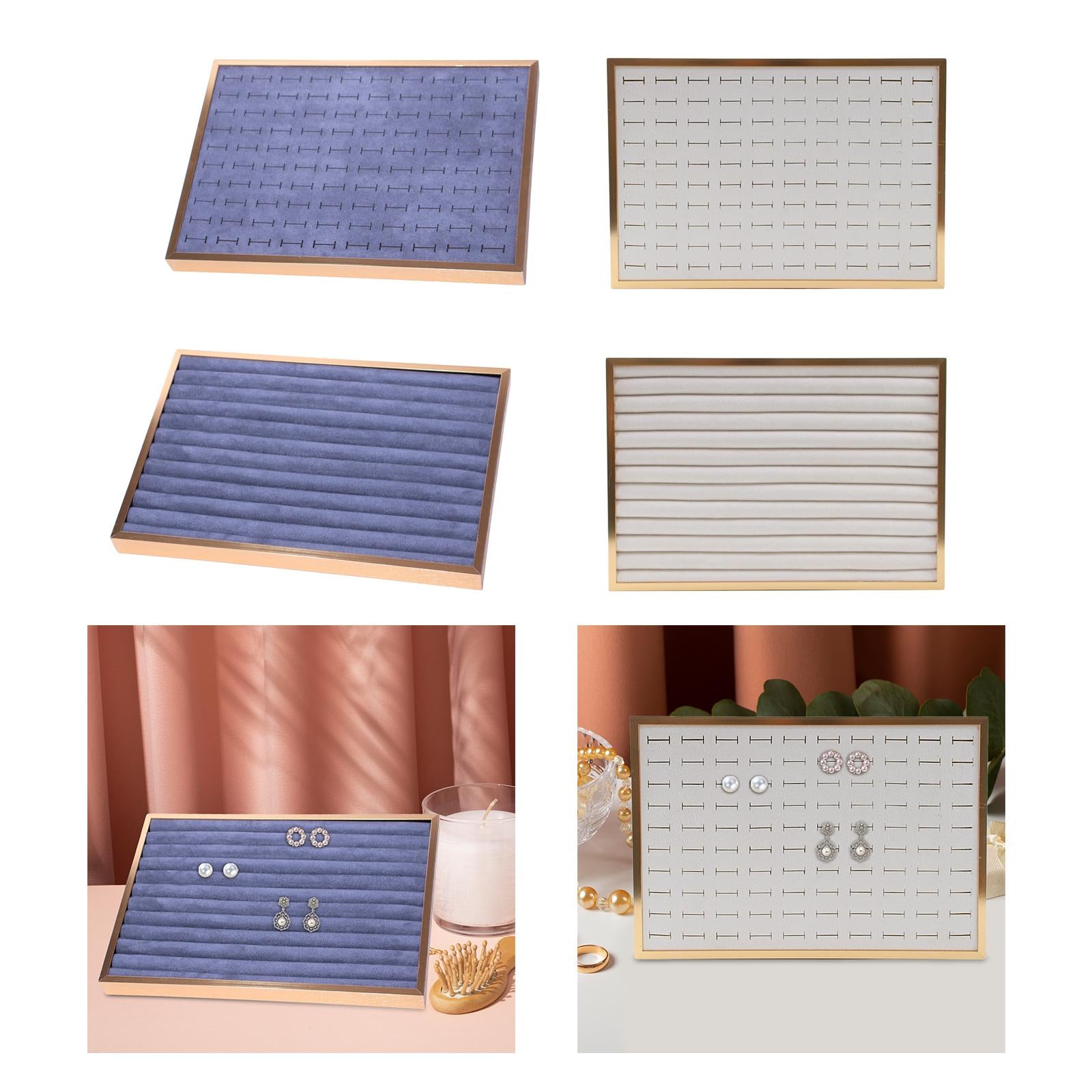 Jewelry Organizer Tray Jewelry Storage Tray for Props Dresser Live Broadcast Gray 100 Holes