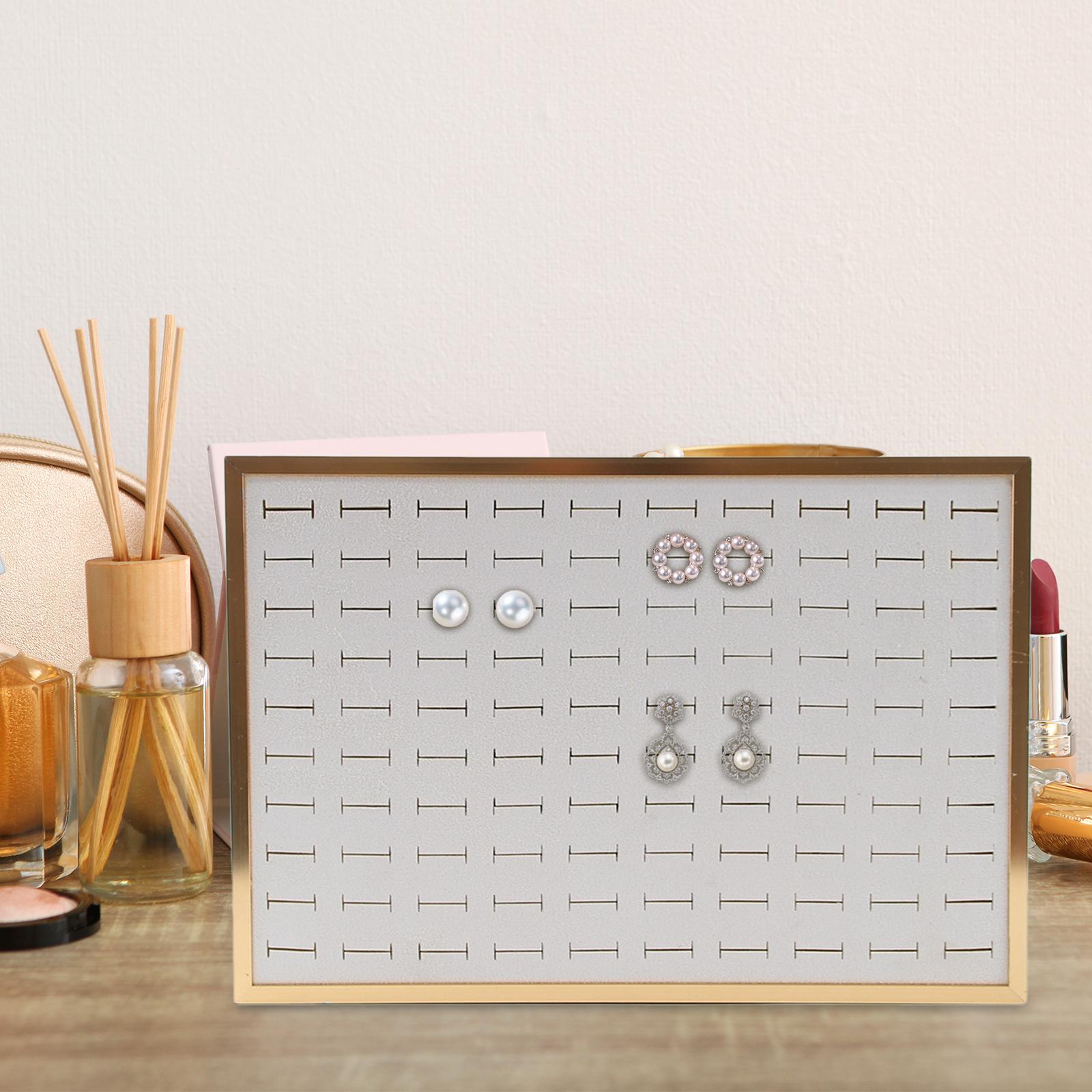 Jewelry Organizer Tray Jewelry Storage Tray for Props Dresser Live Broadcast Beige 100 Holes