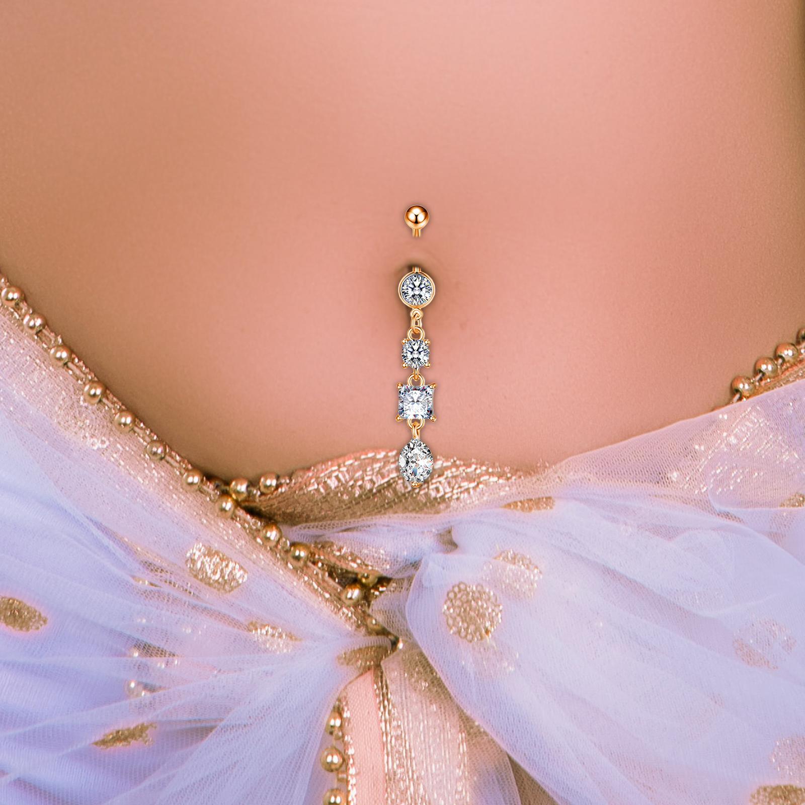 Belly Button Ring Decor Fashion Belly Piercing Hoop Gifts Dangle Belly Rings Rose Golden