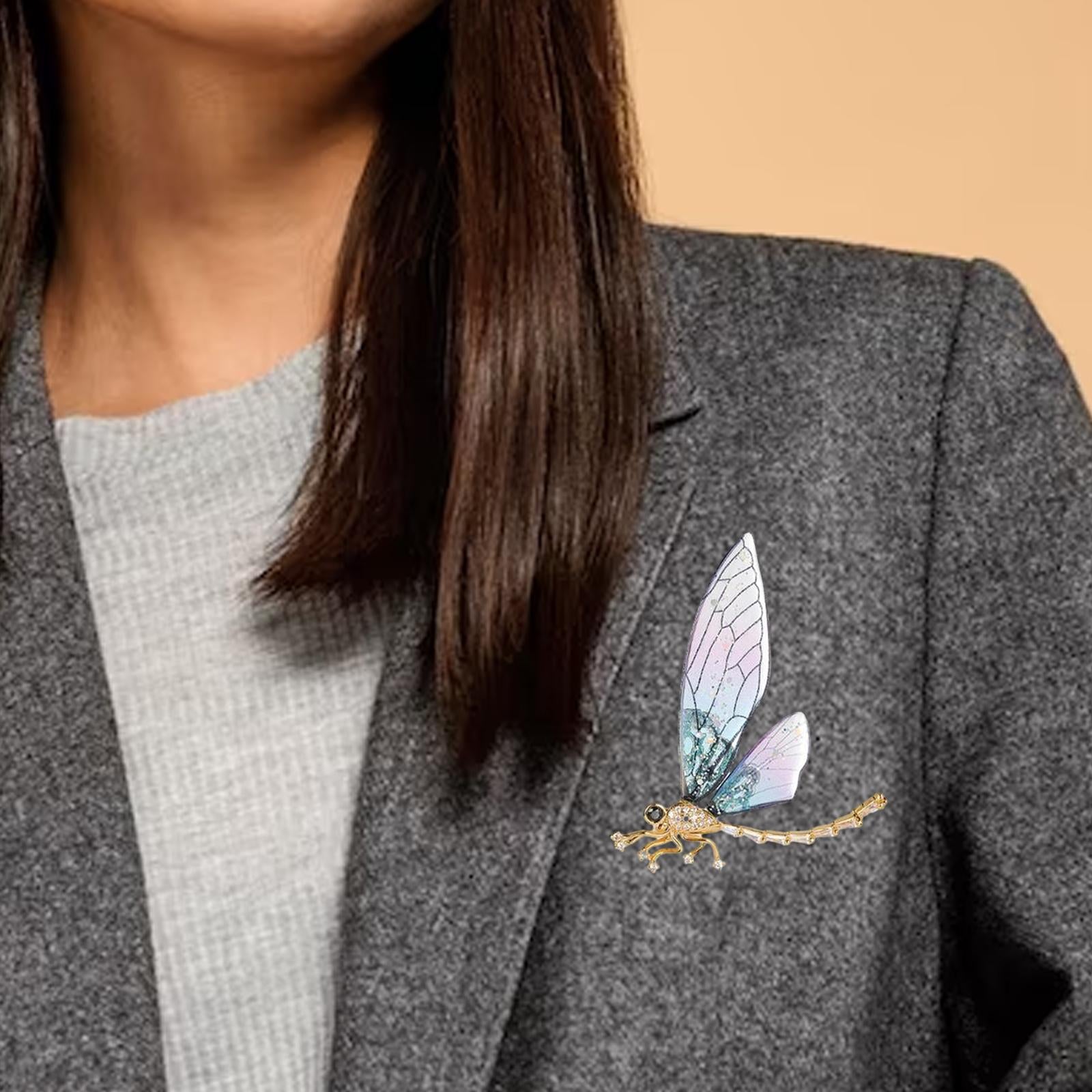 Dragonfly Brooch Pin Decors Rhinestone Brooches for Clothing Birthday Wedding