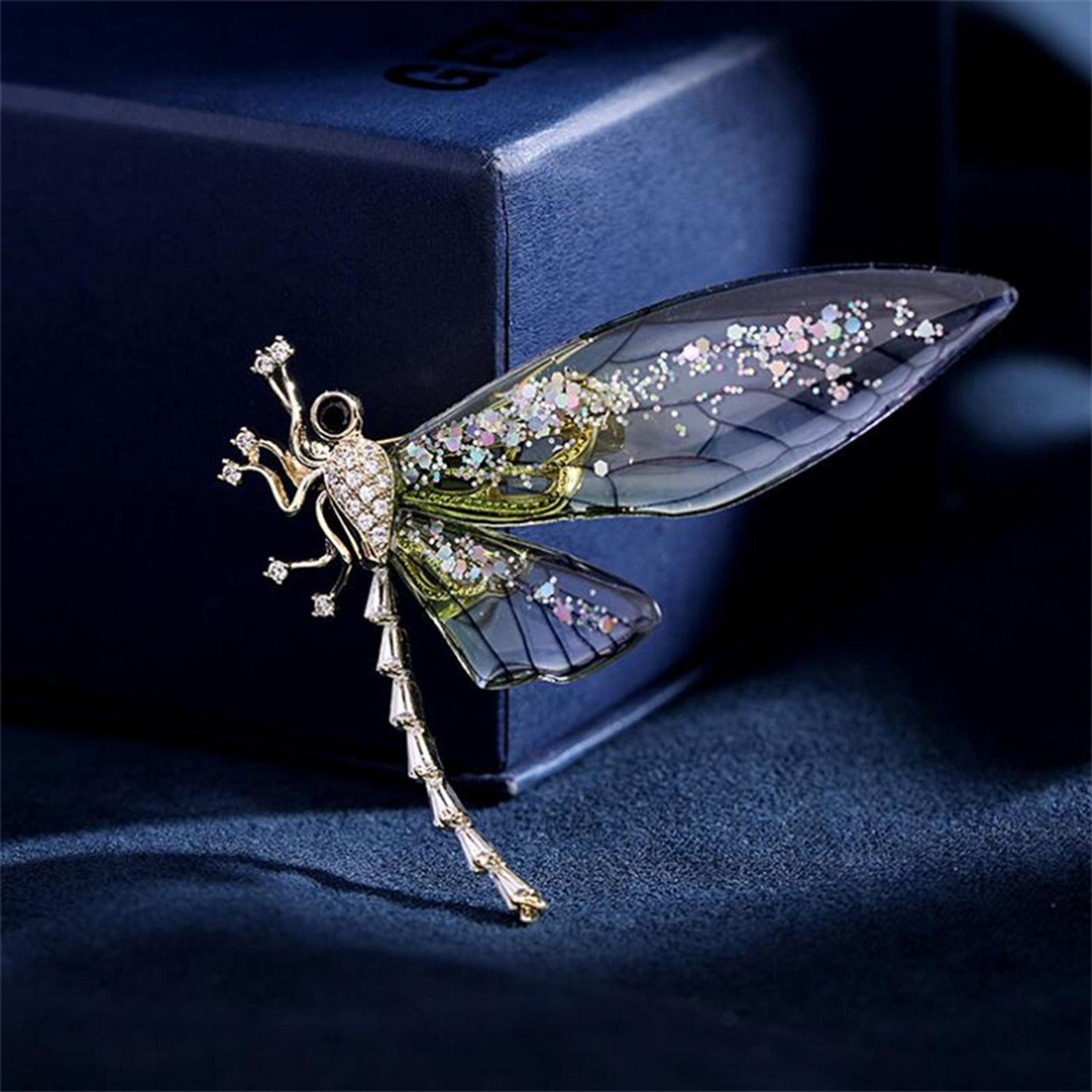 Dragonfly Brooch Pin Decors Rhinestone Brooches for Clothing Birthday Wedding