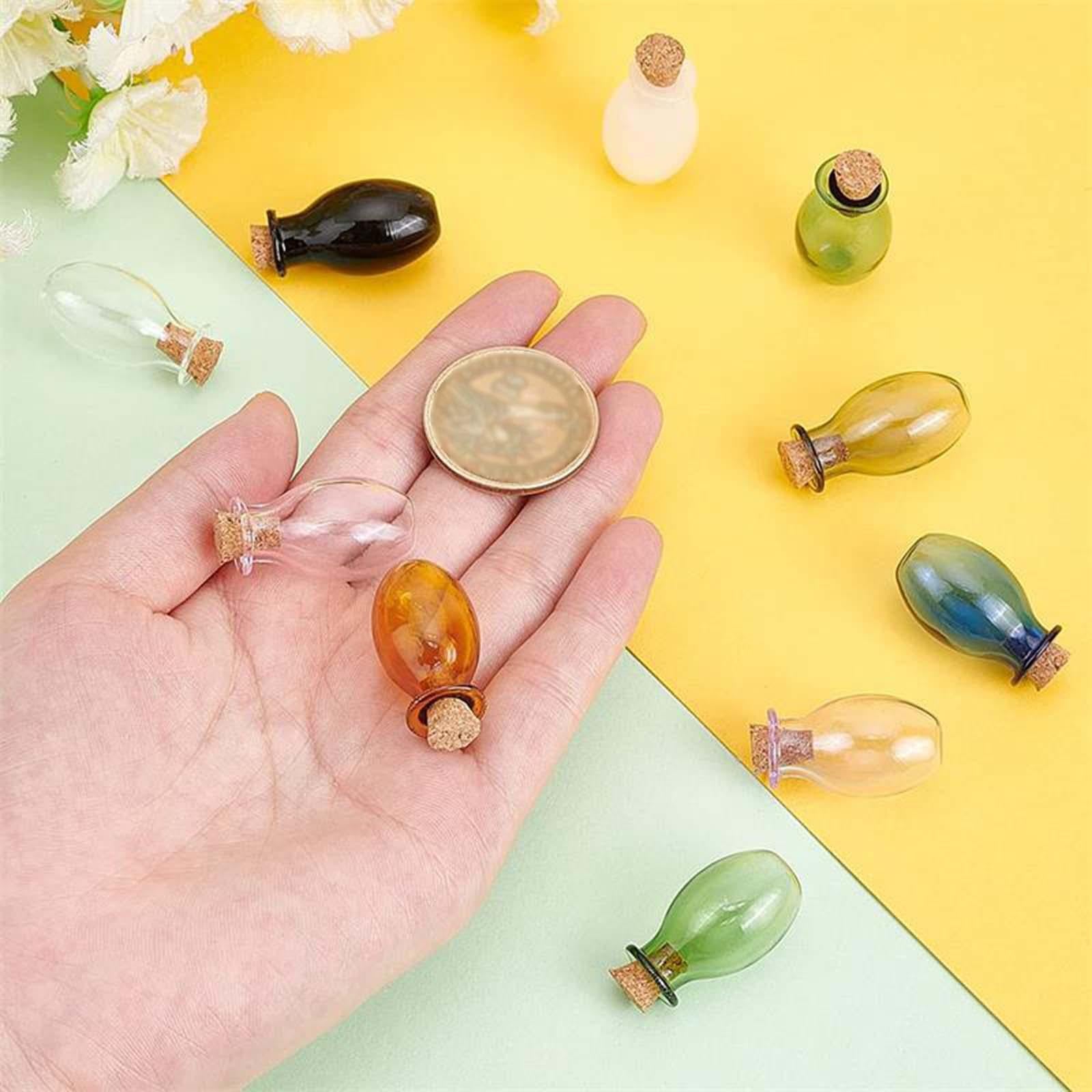 5xMini Glass Bottles Vials Cork Stoppers Empty Spell Jars Clear Wishing Bottle Purple