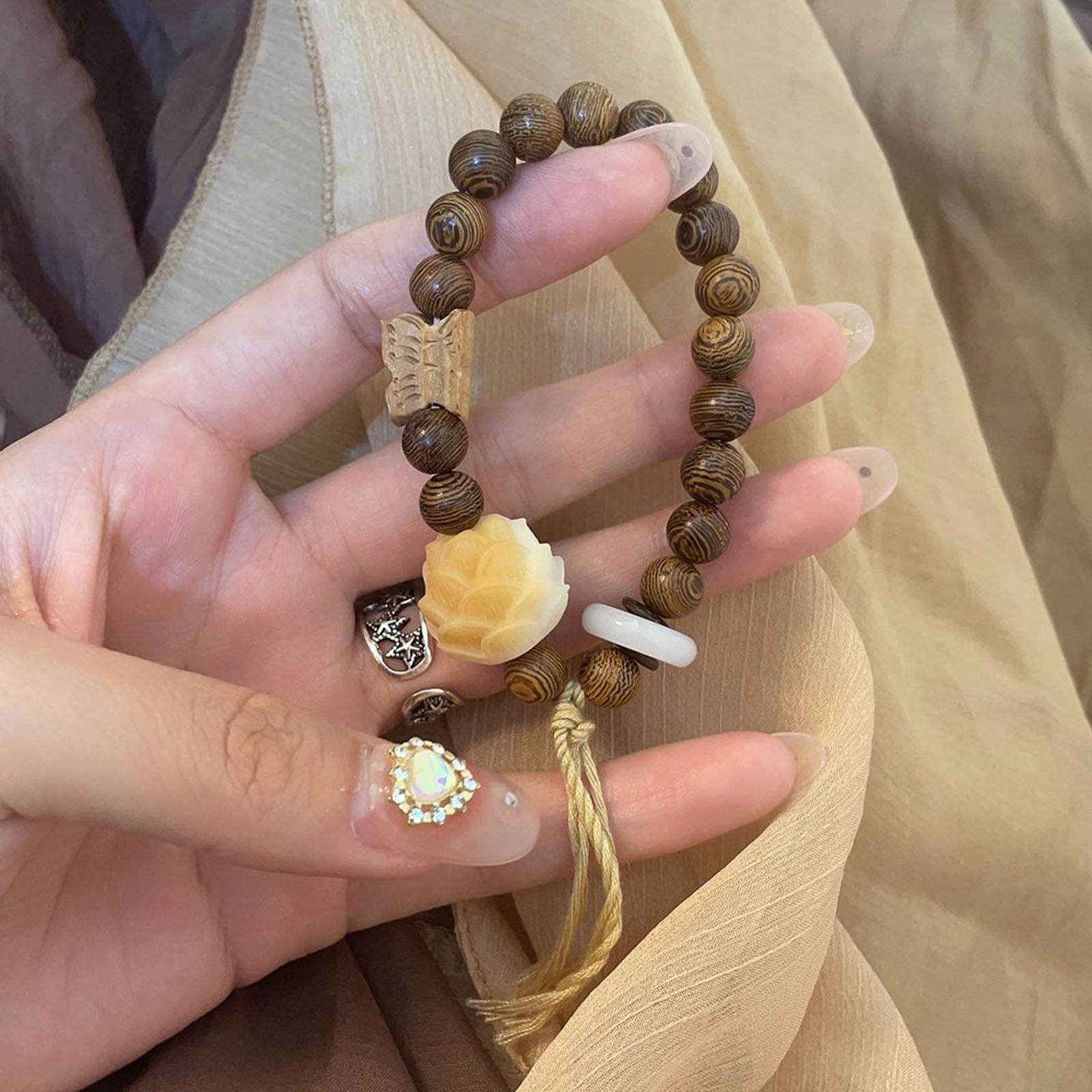 Wooden Beads Bracelet Buddha Jewelry Chicken Wing Wood Beads Beaded Bracelet