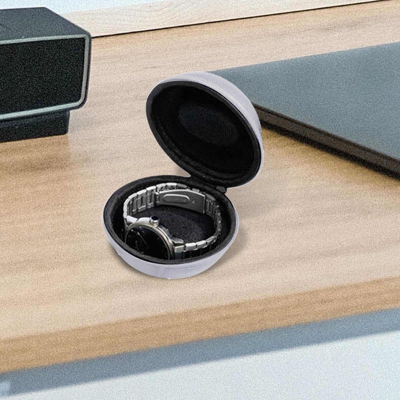 Travel Watch Case Round Shock Resistant Interior Portable Watch Storage Case