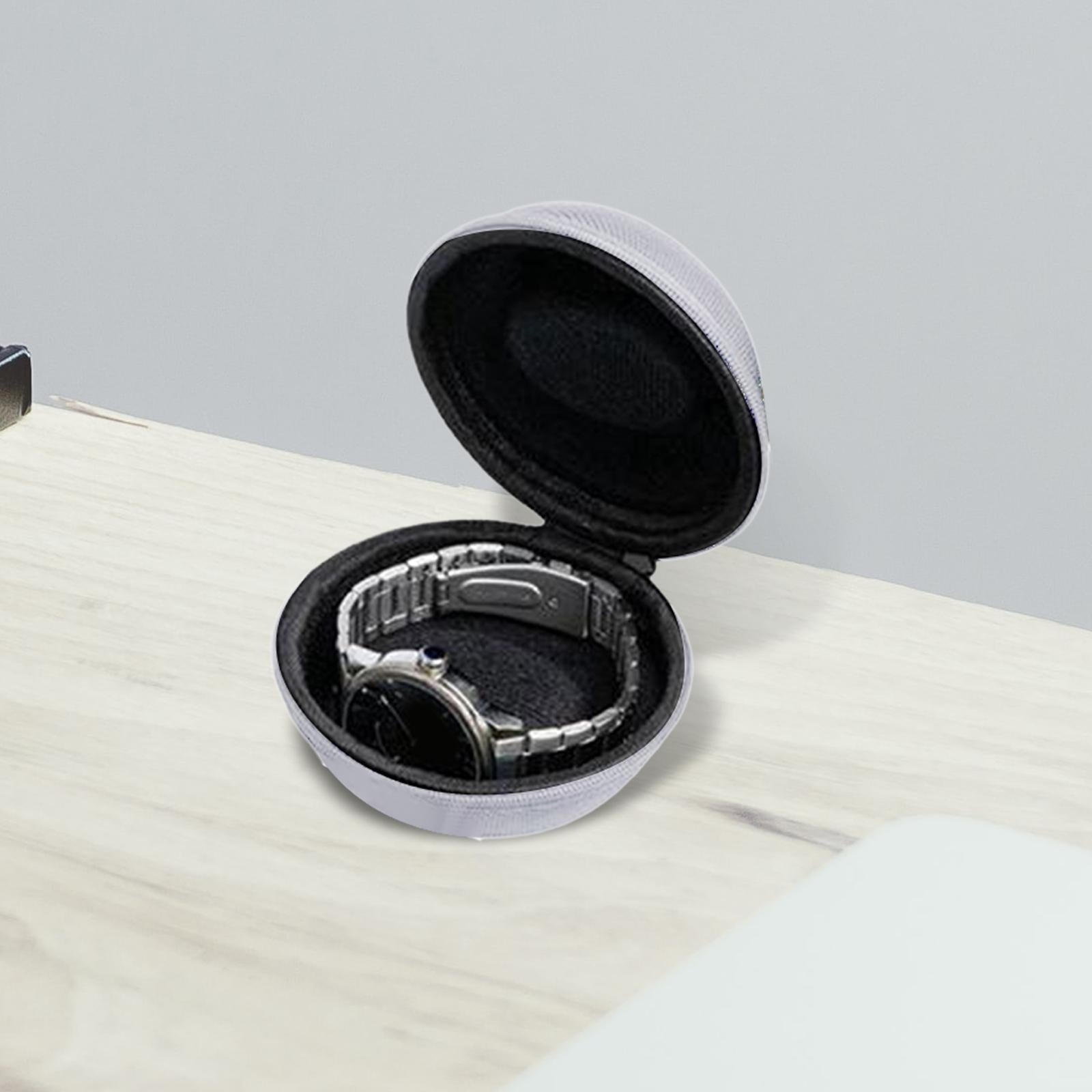 Travel Watch Case Round Shock Resistant Interior Portable Watch Storage Case