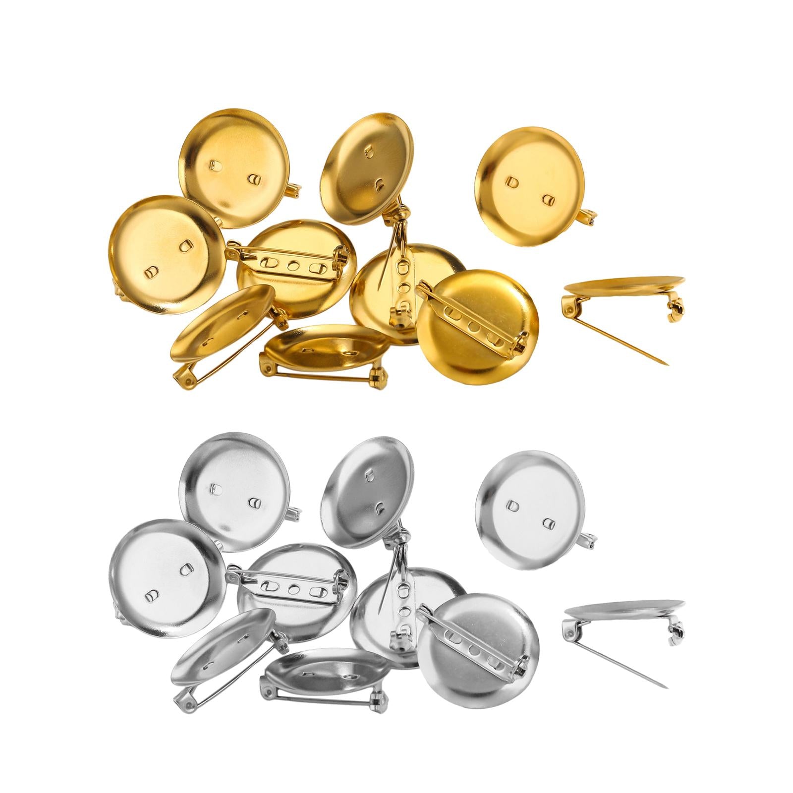 10Pcs Brooch Base Badge Button Stainless Steel DIY Brooch Findings Lapel Pin Golden