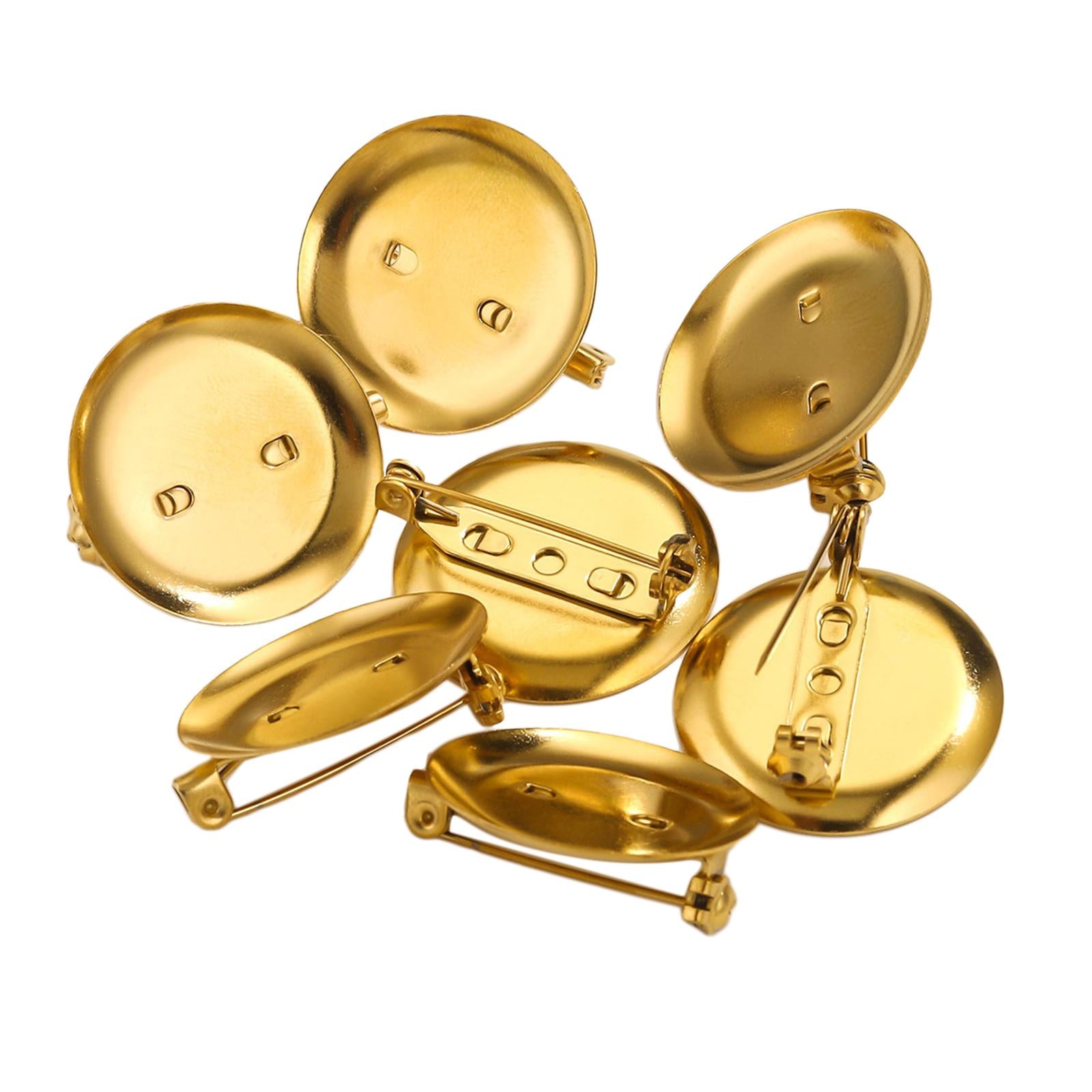 10Pcs Brooch Base Badge Button Stainless Steel DIY Brooch Findings Lapel Pin Golden