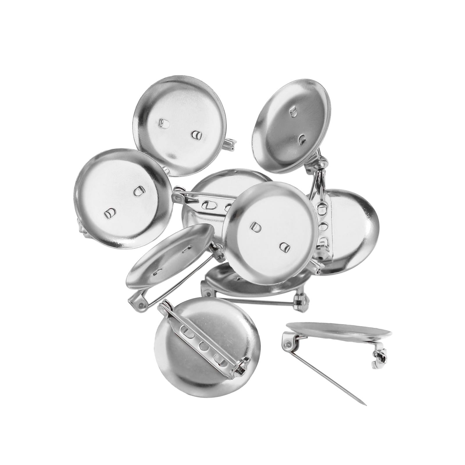 10Pcs Brooch Base Badge Button Stainless Steel DIY Brooch Findings Lapel Pin Silver