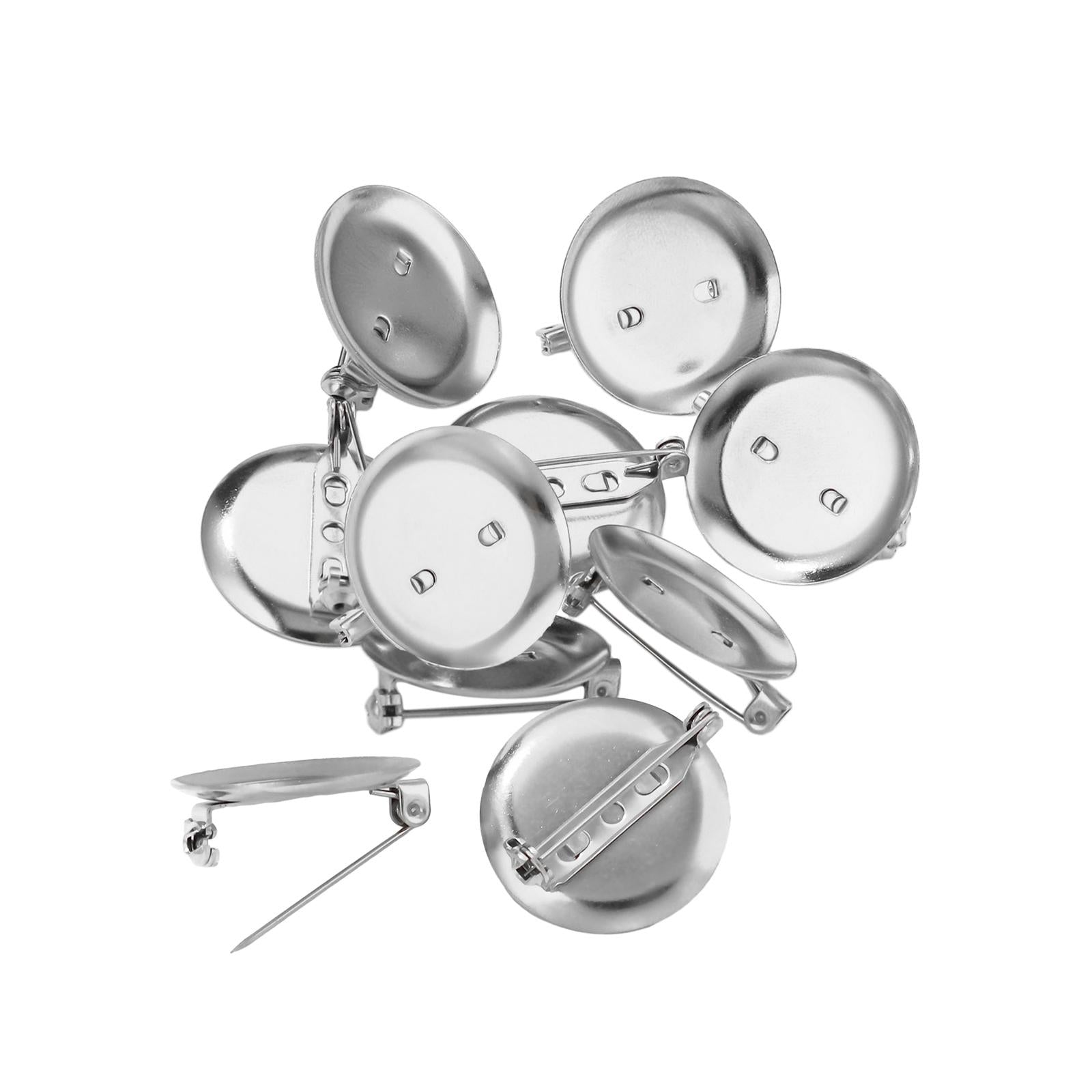 10Pcs Brooch Base Badge Button Stainless Steel DIY Brooch Findings Lapel Pin Silver