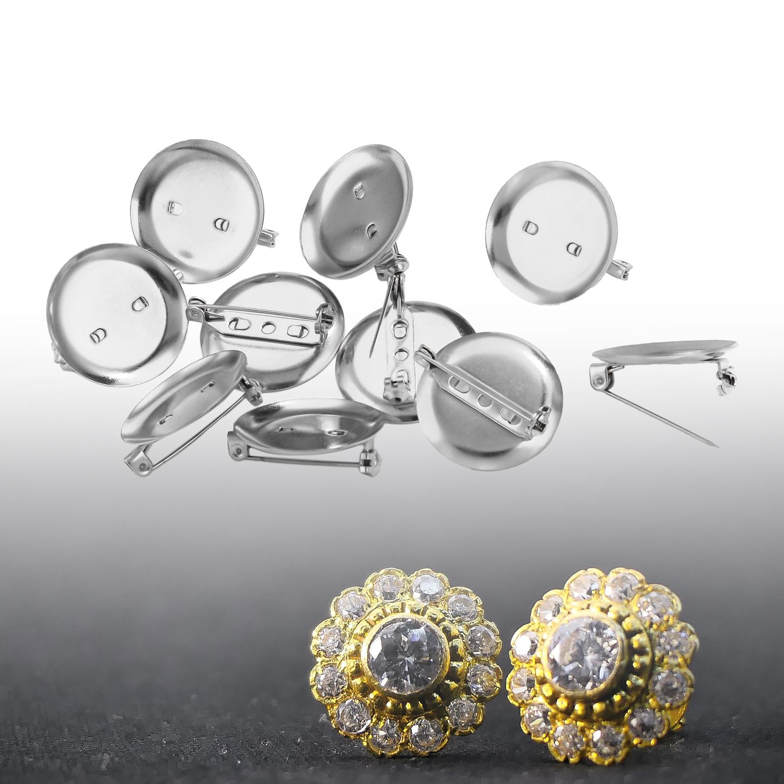 10Pcs Brooch Base Badge Button Stainless Steel DIY Brooch Findings Lapel Pin Silver