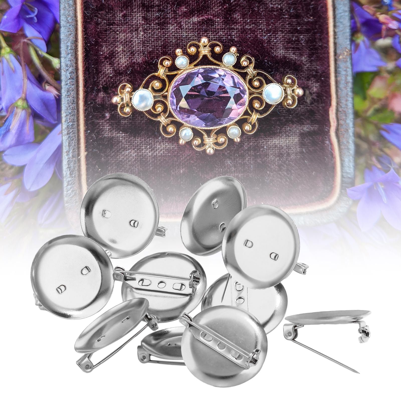 10Pcs Brooch Base Badge Button Stainless Steel DIY Brooch Findings Lapel Pin Silver