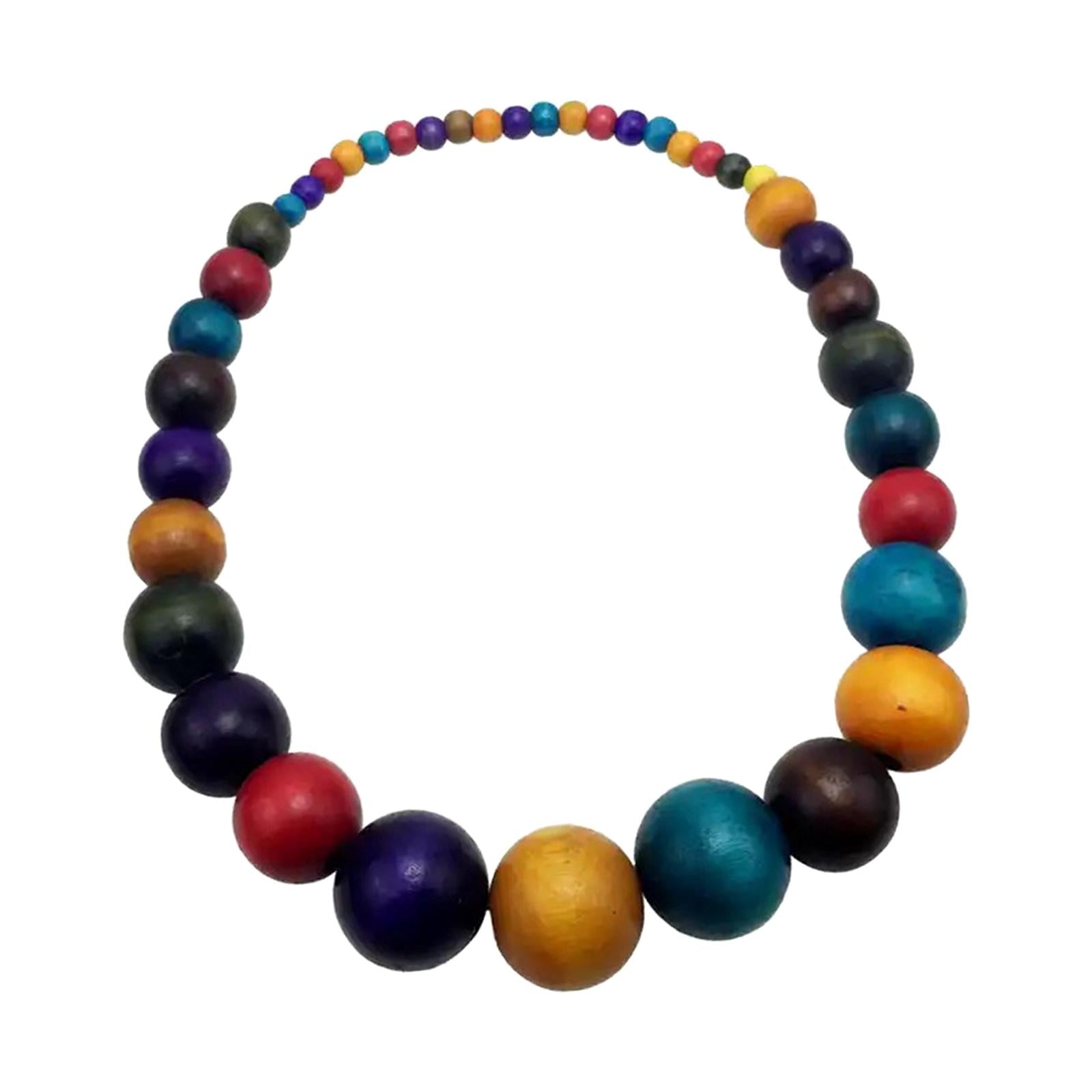 Wooden Beaded Necklace Choker Jewelry Chunky for Vacation Wedding Graduation