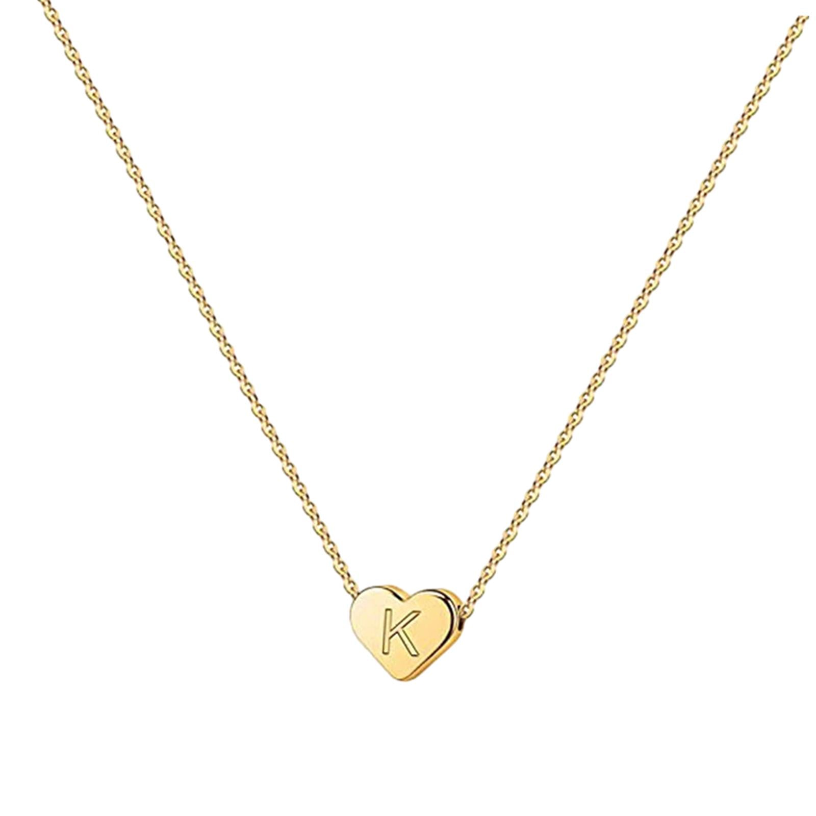 Heart Pendant Alphabet Necklace Jewelry for Anniversary Valentine's Day Gift K