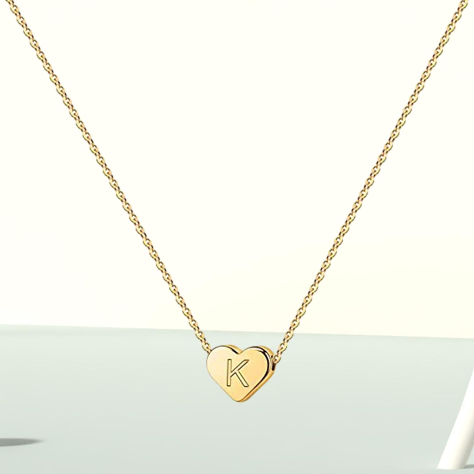 Heart Pendant Alphabet Necklace Jewelry for Anniversary Valentine's Day Gift K