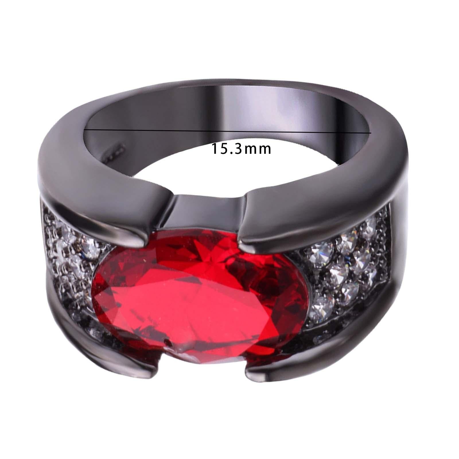 Engagement Ring Red Stone Trendy for Bridal Bridegroom Lady Gentlemen Street