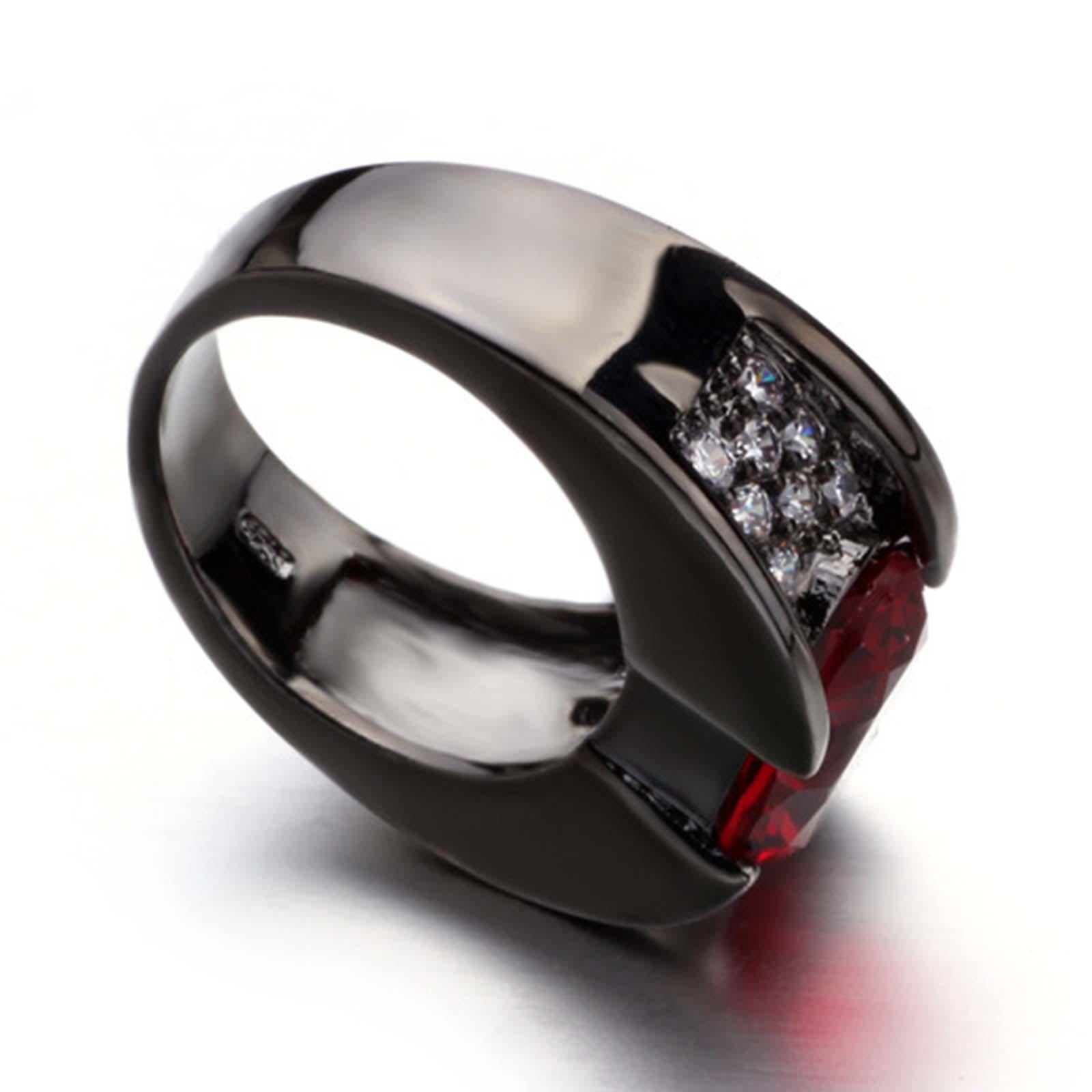 Engagement Ring Red Stone Trendy for Bridal Bridegroom Lady Gentlemen Street