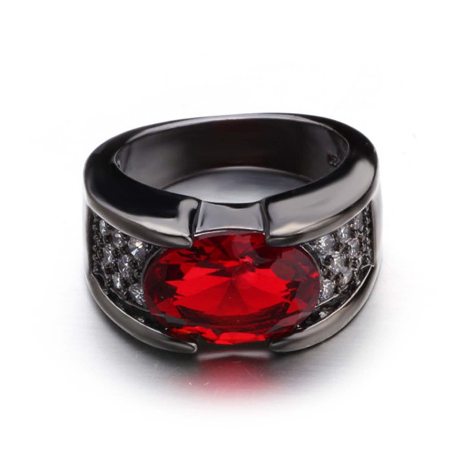 Engagement Ring Red Stone Trendy for Bridal Bridegroom Lady Gentlemen Street