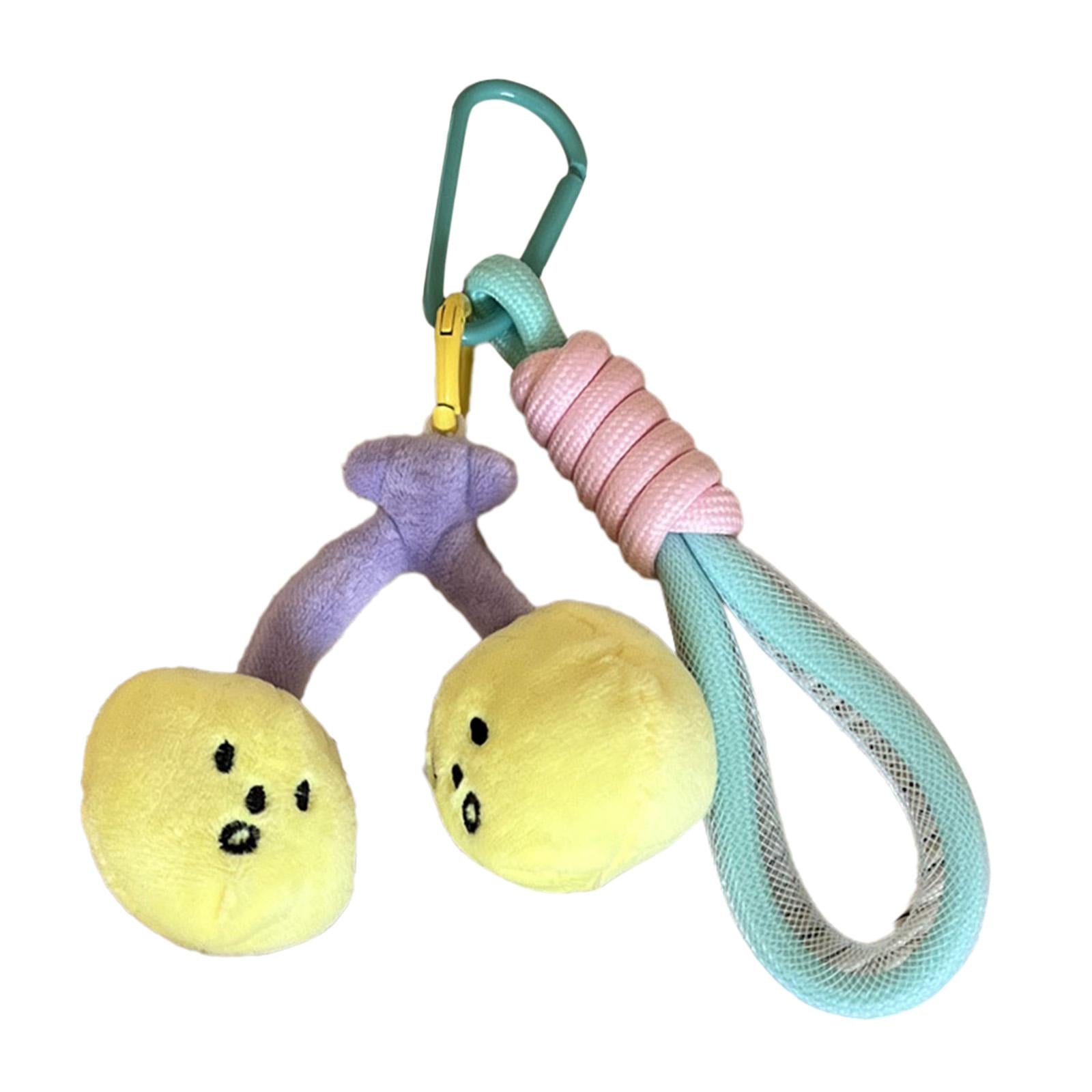 Cherry Keychain Decoration Cute Hanging Pendant for Bag Purse Birthday Gifts Yellow with Wristlet