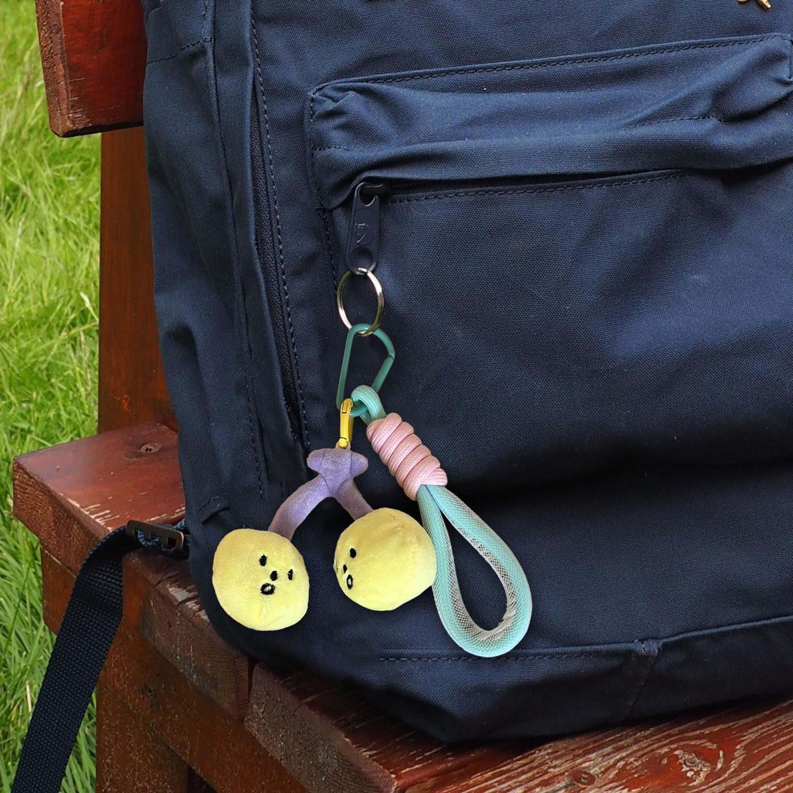 Cherry Keychain Decoration Cute Hanging Pendant for Bag Purse Birthday Gifts Yellow with Wristlet