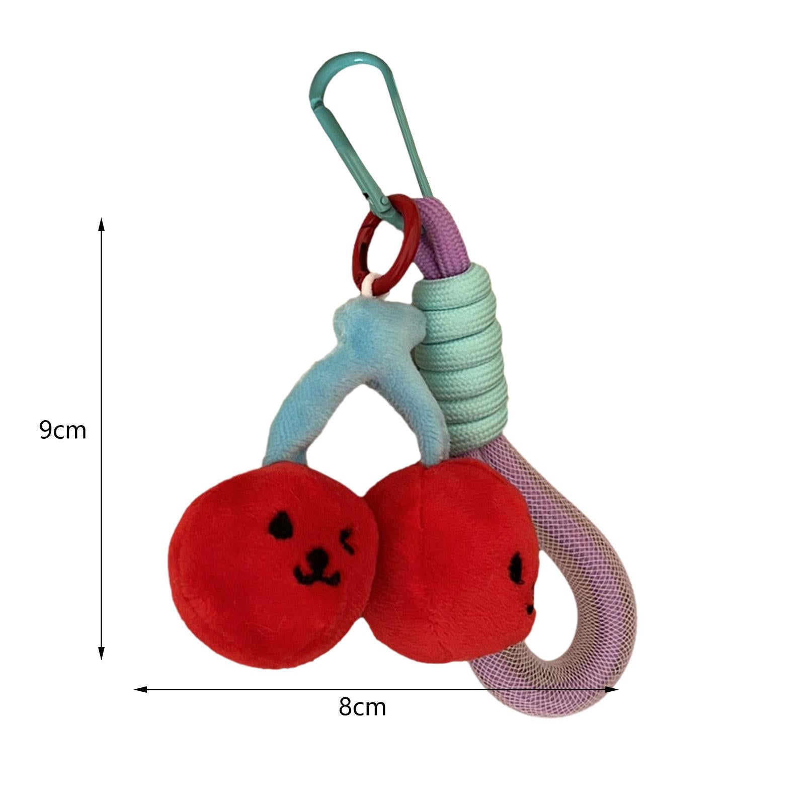 Cherry Keychain Decoration Cute Hanging Pendant for Bag Purse Birthday Gifts Red with Wristlet