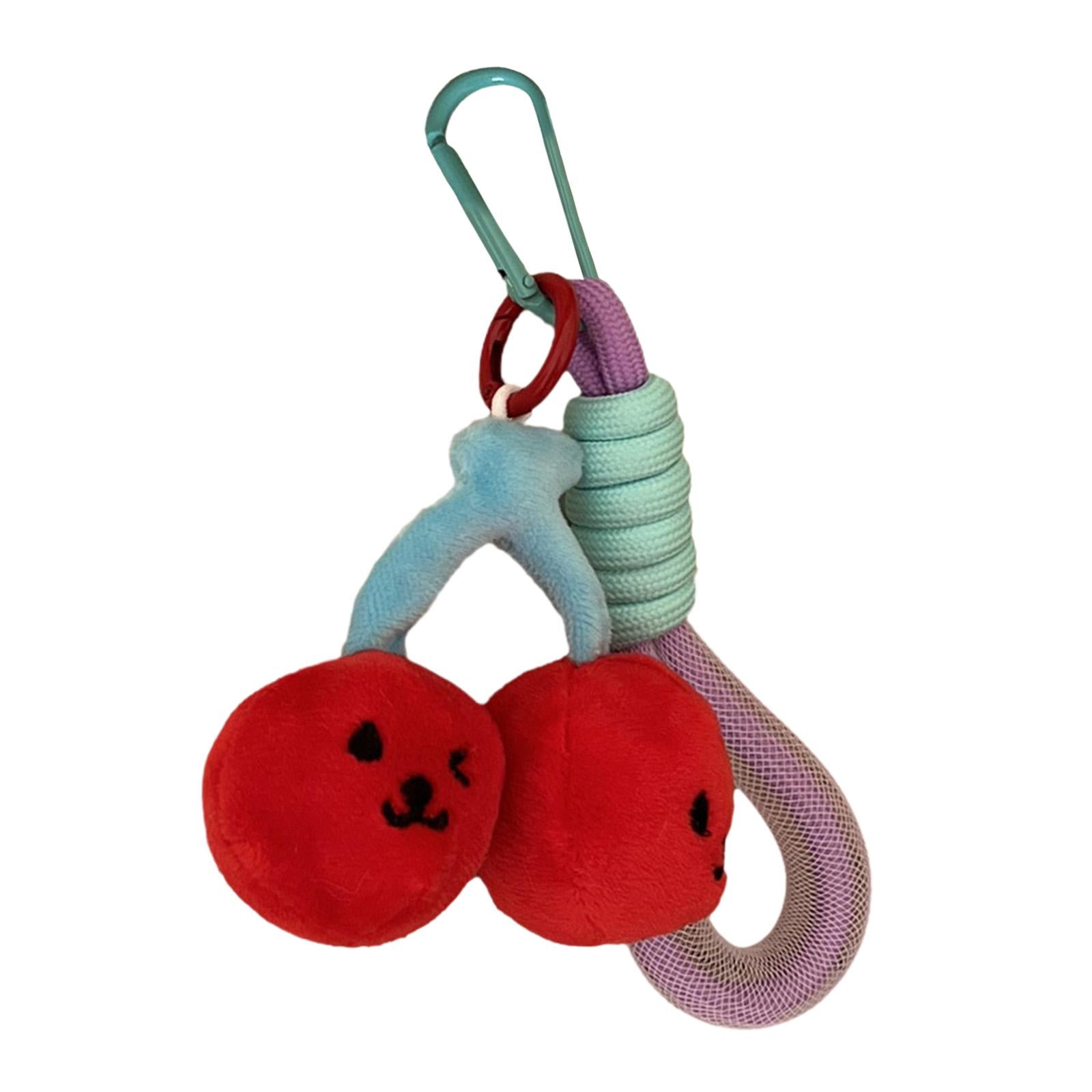 Cherry Keychain Decoration Cute Hanging Pendant for Bag Purse Birthday Gifts Red with Wristlet