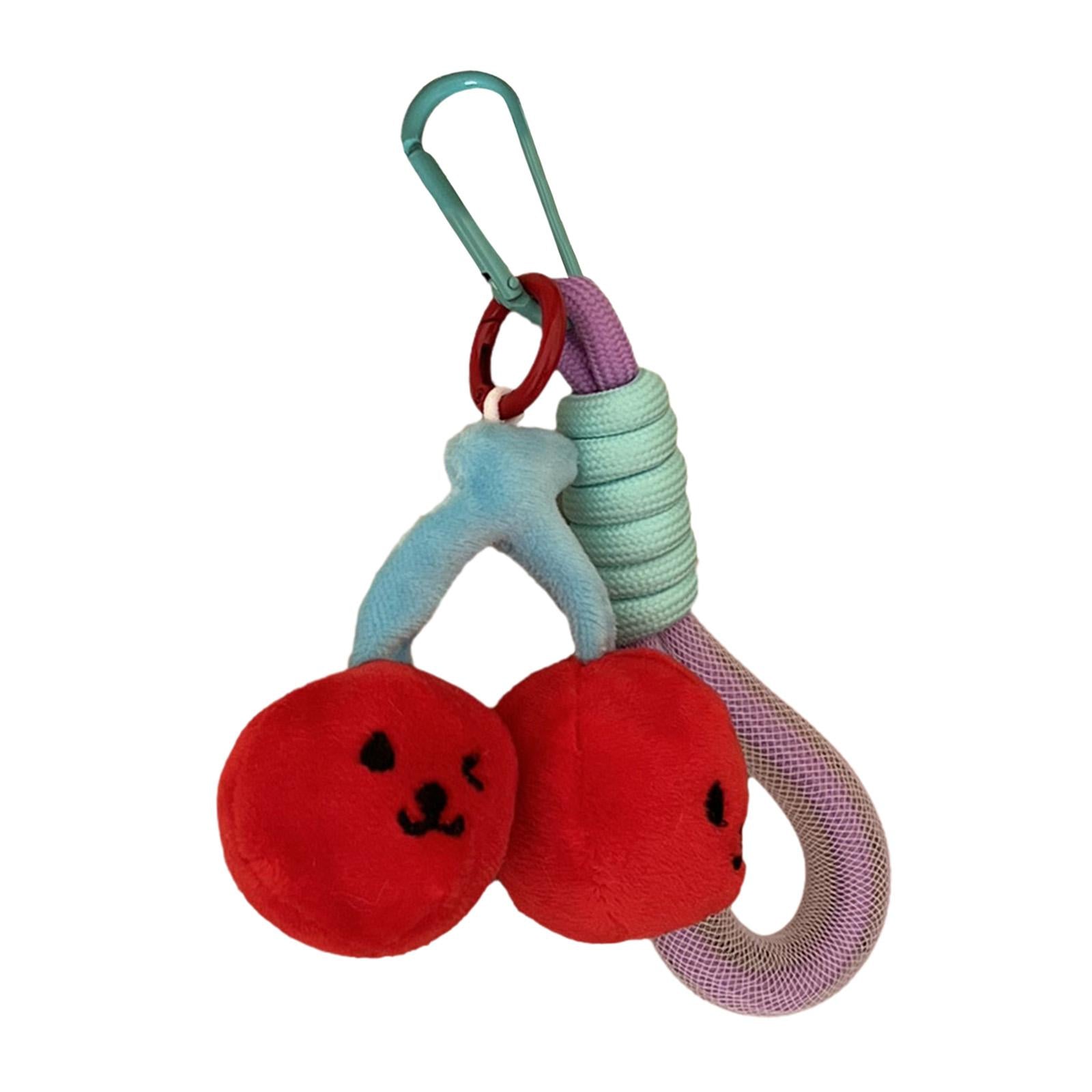 Cherry Keychain Decoration Cute Hanging Pendant for Bag Purse Birthday Gifts Red with Wristlet