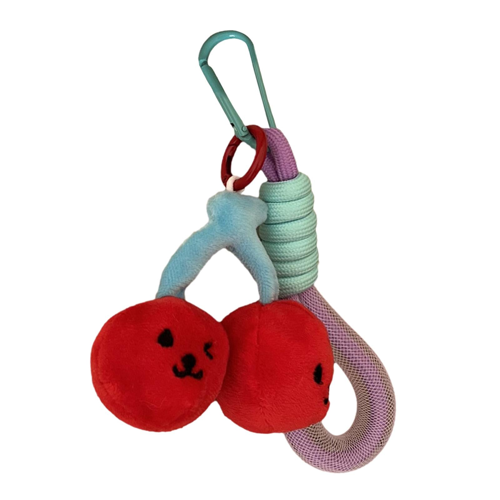Cherry Keychain Decoration Cute Hanging Pendant for Bag Purse Birthday Gifts Red with Wristlet
