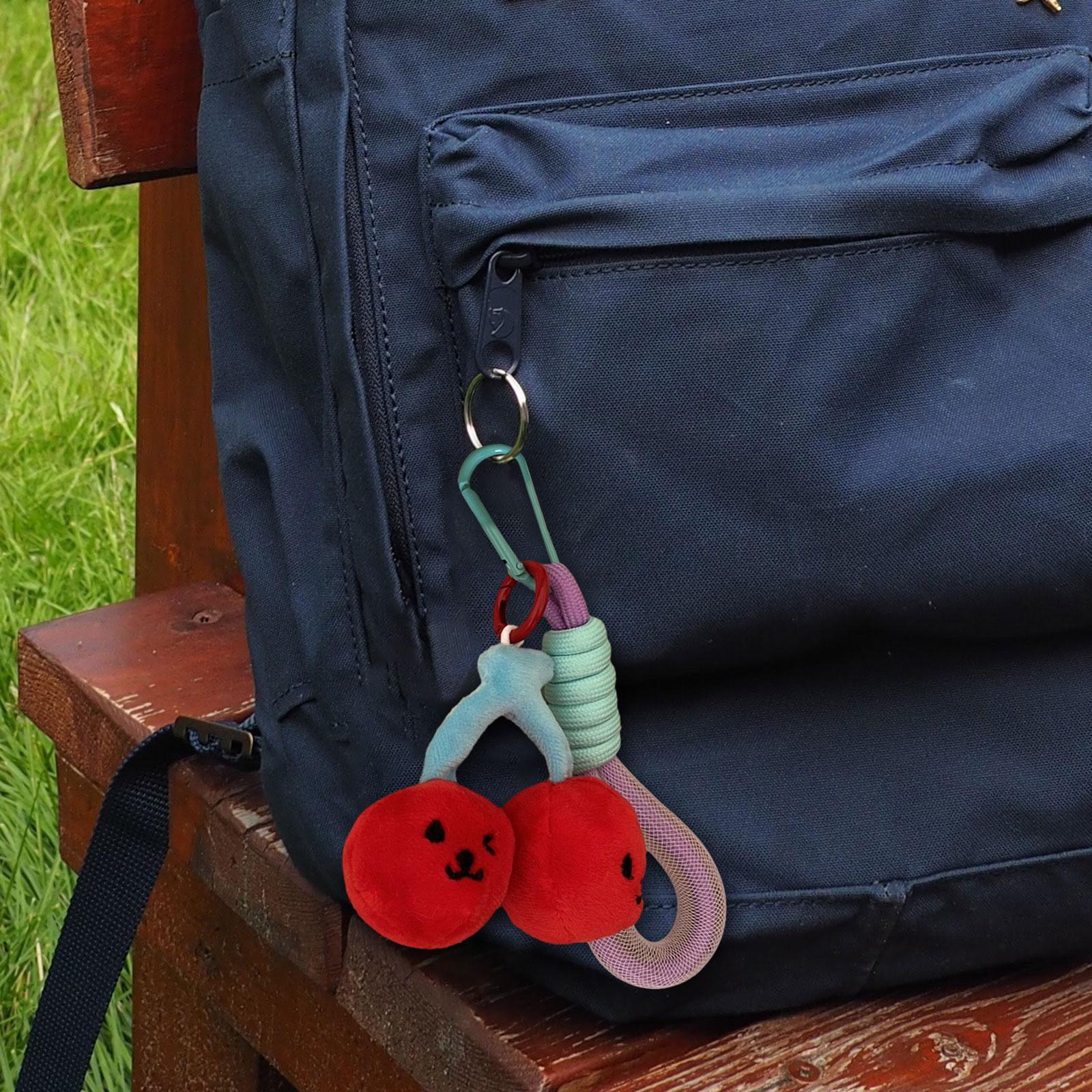 Cherry Keychain Decoration Cute Hanging Pendant for Bag Purse Birthday Gifts Red with Wristlet